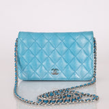 Chanel 2018 Light Blue Iridescent Wallet on Chain - FashioNica