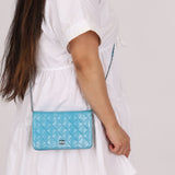 Chanel 2018 Light Blue Iridescent Wallet on Chain - FashioNica