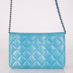 Chanel 2018 Light Blue Iridescent Wallet on Chain - FashioNica
