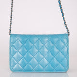 Chanel 2018 Light Blue Iridescent Wallet on Chain - FashioNica
