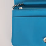 Chanel 2018 Light Blue Iridescent Wallet on Chain - FashioNica