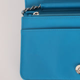 Chanel 2018 Light Blue Iridescent Wallet on Chain - FashioNica