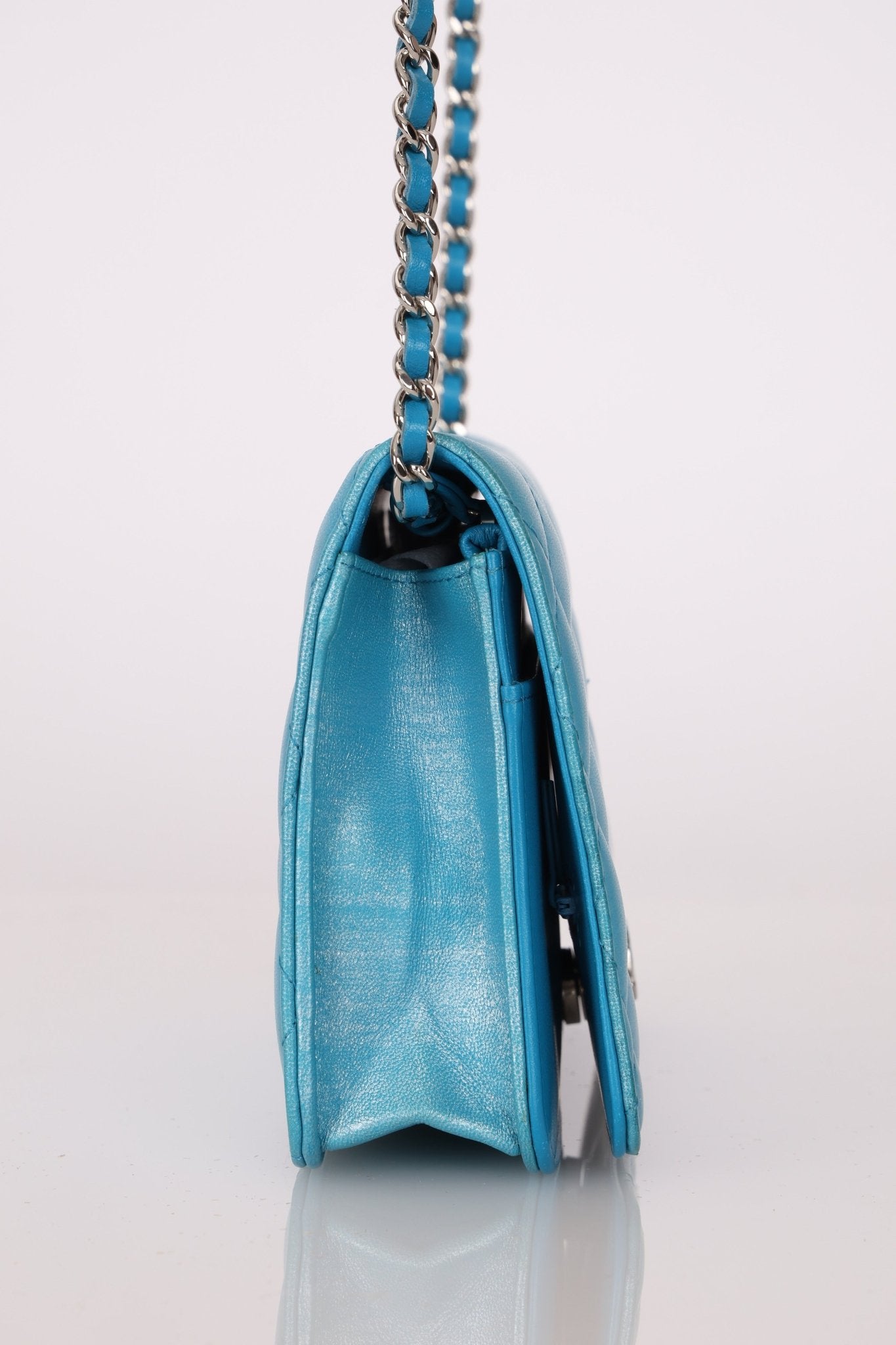 Chanel 2018 Light Blue Iridescent Wallet on Chain - FashioNica