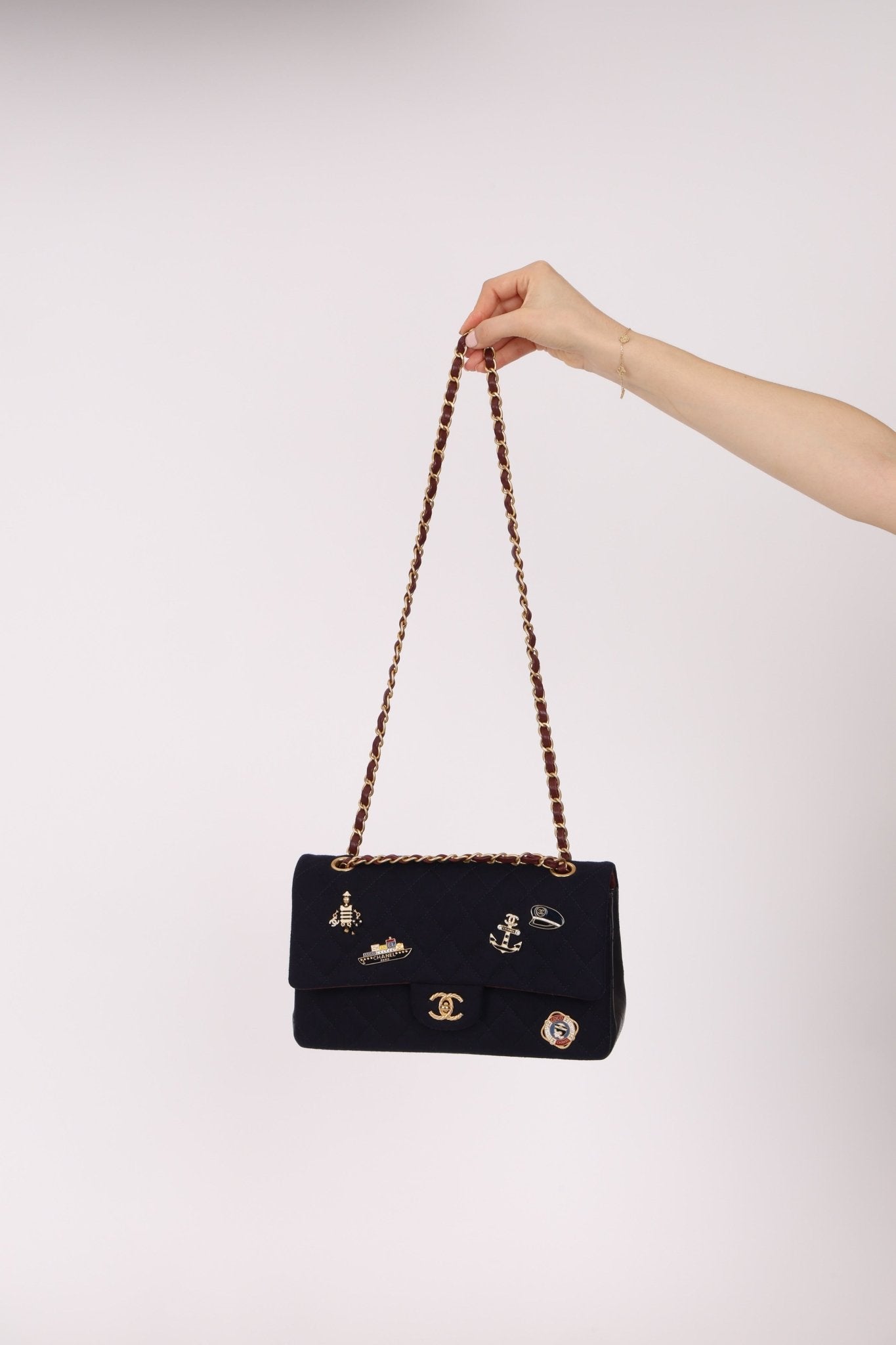 Chanel 2018 Paris - Hamburg Medium Charming Navy Double Flap Bag - FashioNica