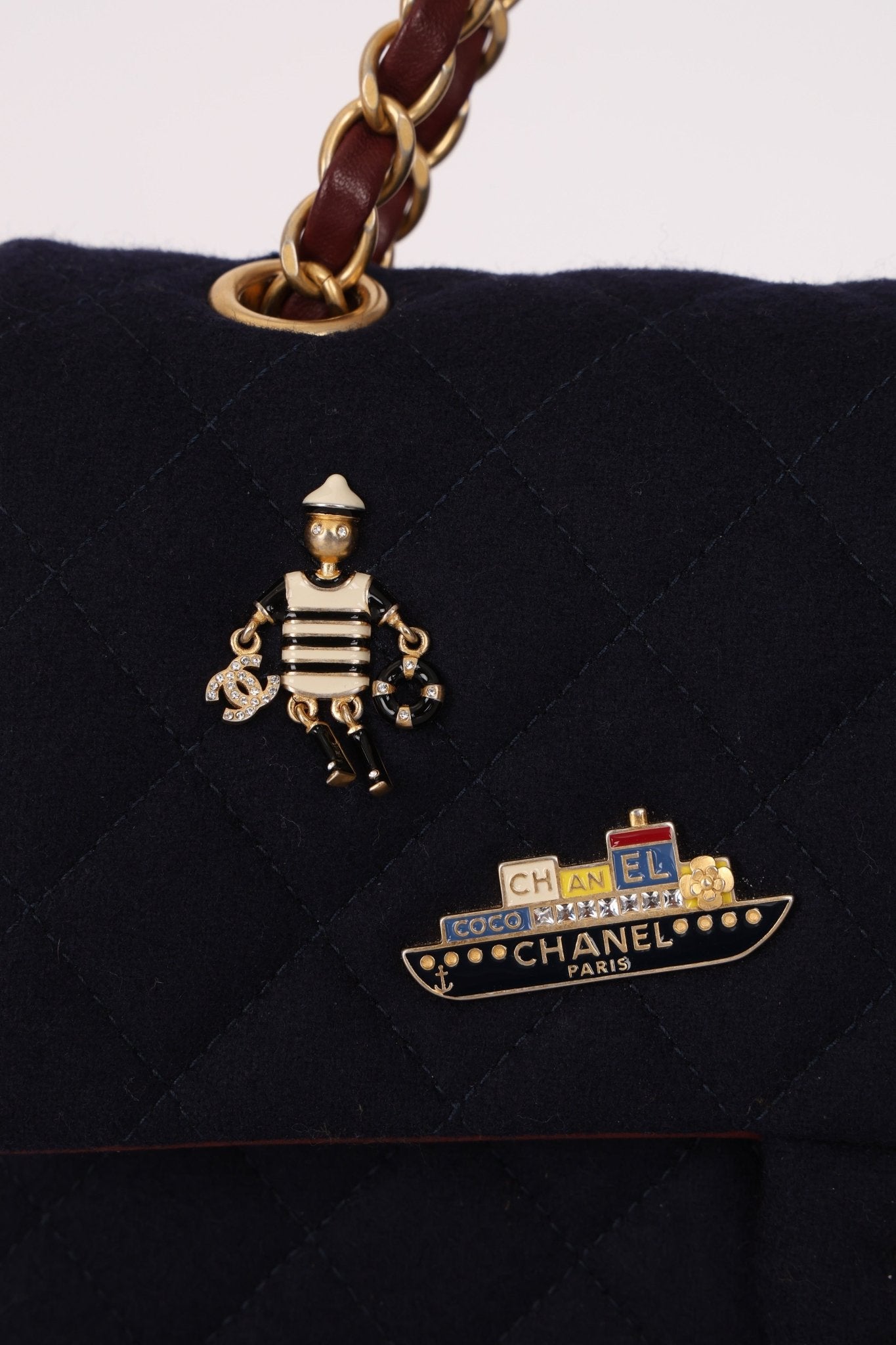 Chanel 2018 Paris - Hamburg Medium Charming Navy Double Flap Bag - FashioNica