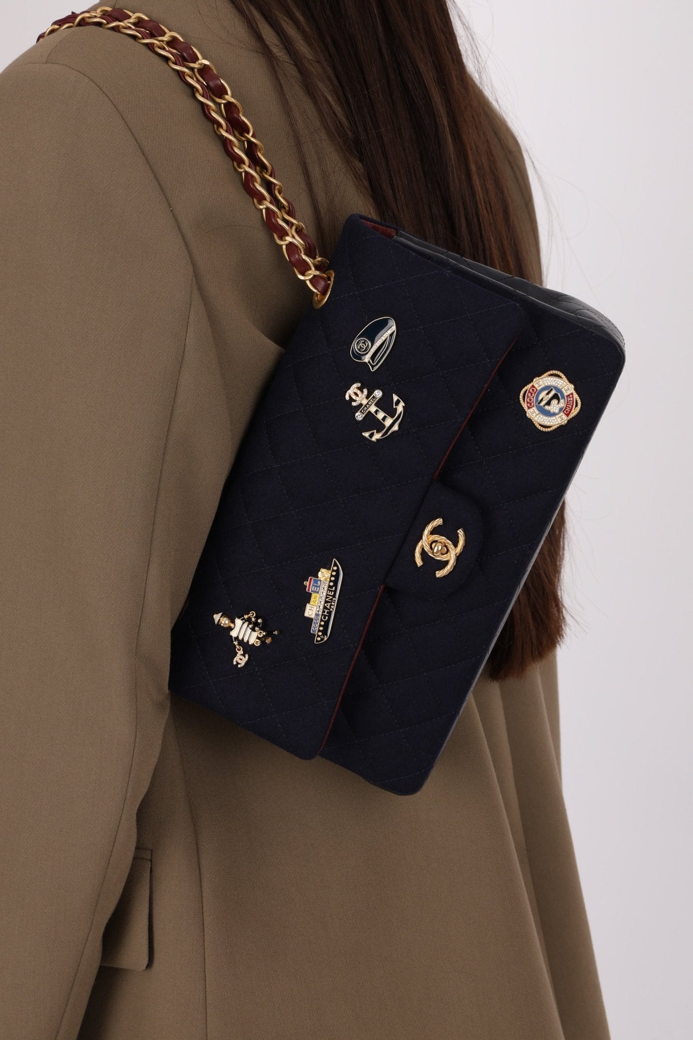 Chanel 2018 Paris - Hamburg Medium Charming Navy Double Flap Bag - FashioNica