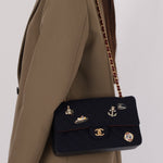 Chanel 2018 Paris - Hamburg Medium Charming Navy Double Flap Bag - FashioNica