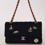 Chanel 2018 Paris - Hamburg Medium Charming Navy Double Flap Bag - FashioNica