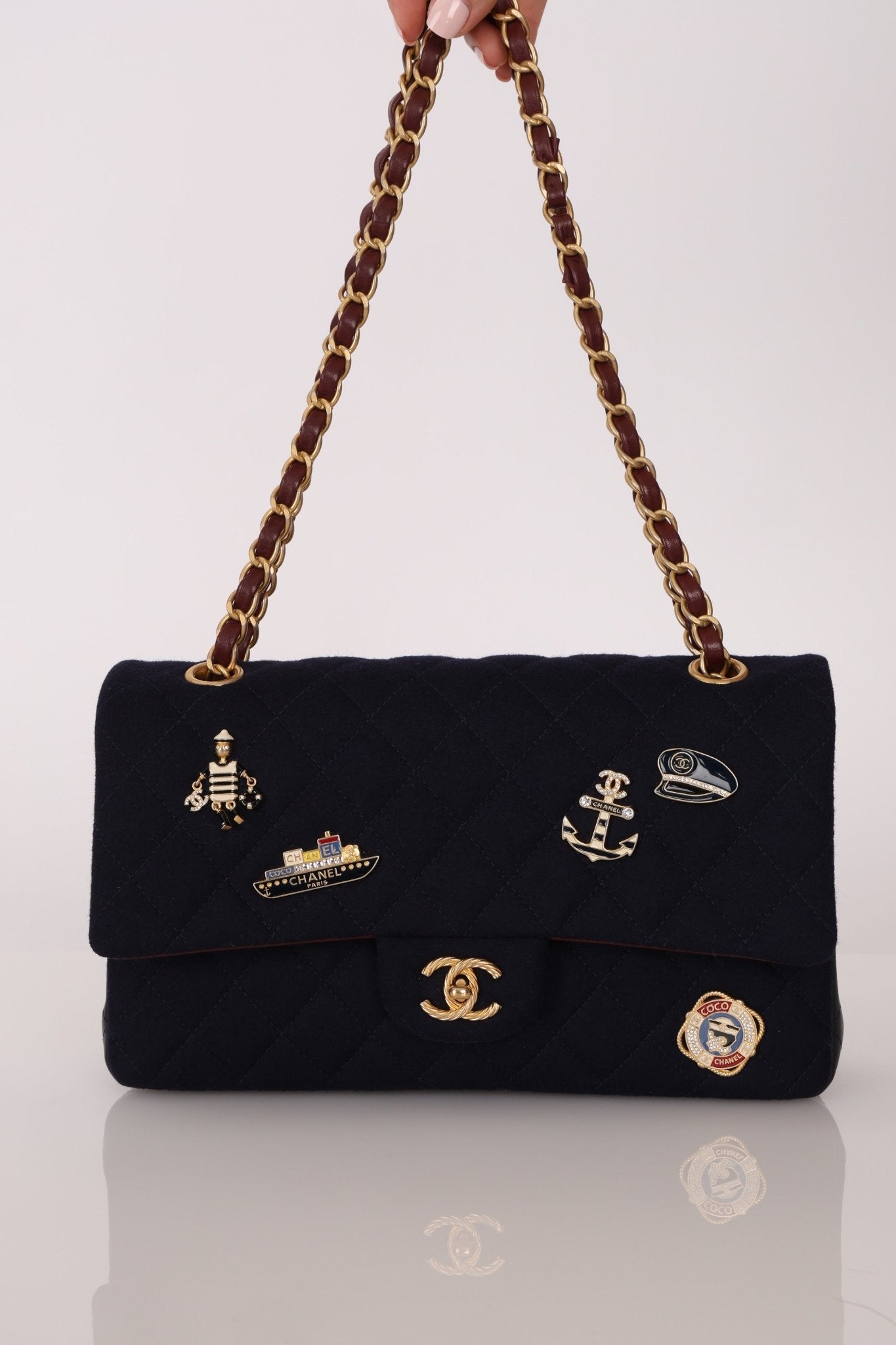 Chanel 2018 Paris - Hamburg Medium Charming Navy Double Flap Bag - FashioNica