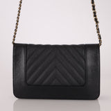 Chanel 2019 Black Caviar & Sheepskin Mademoiselle Wallet on Chain - FashioNica