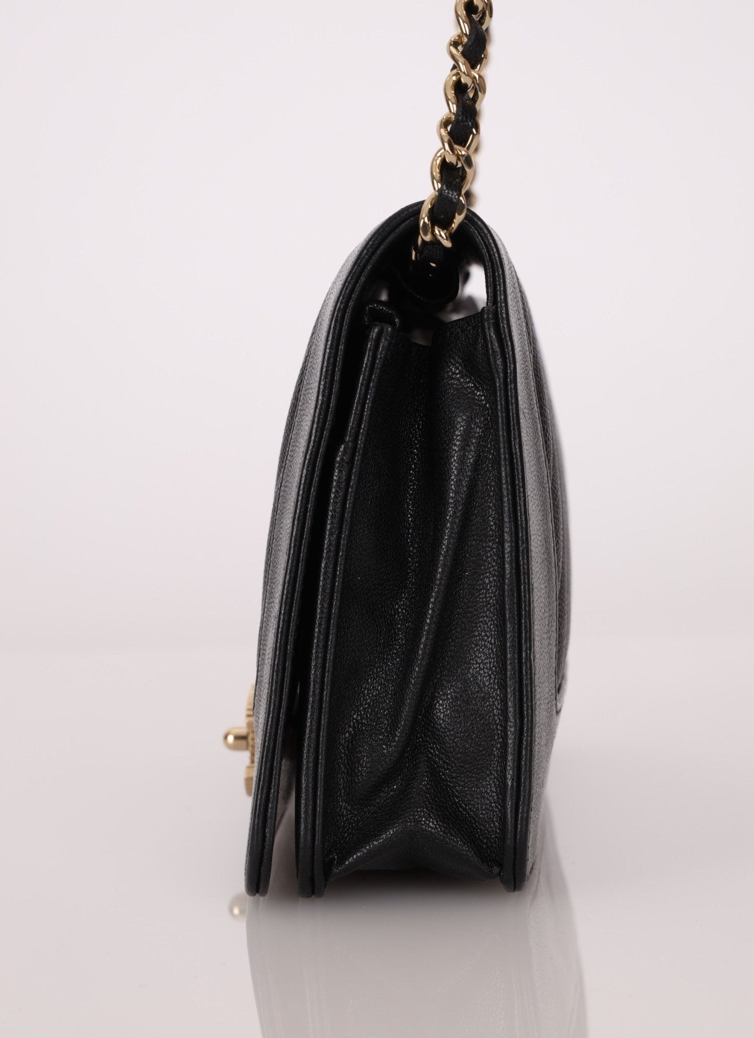 Chanel 2019 Black Caviar & Sheepskin Mademoiselle Wallet on Chain - FashioNica