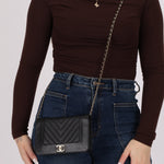 Chanel 2019 Black Caviar & Sheepskin Mademoiselle Wallet on Chain - FashioNica