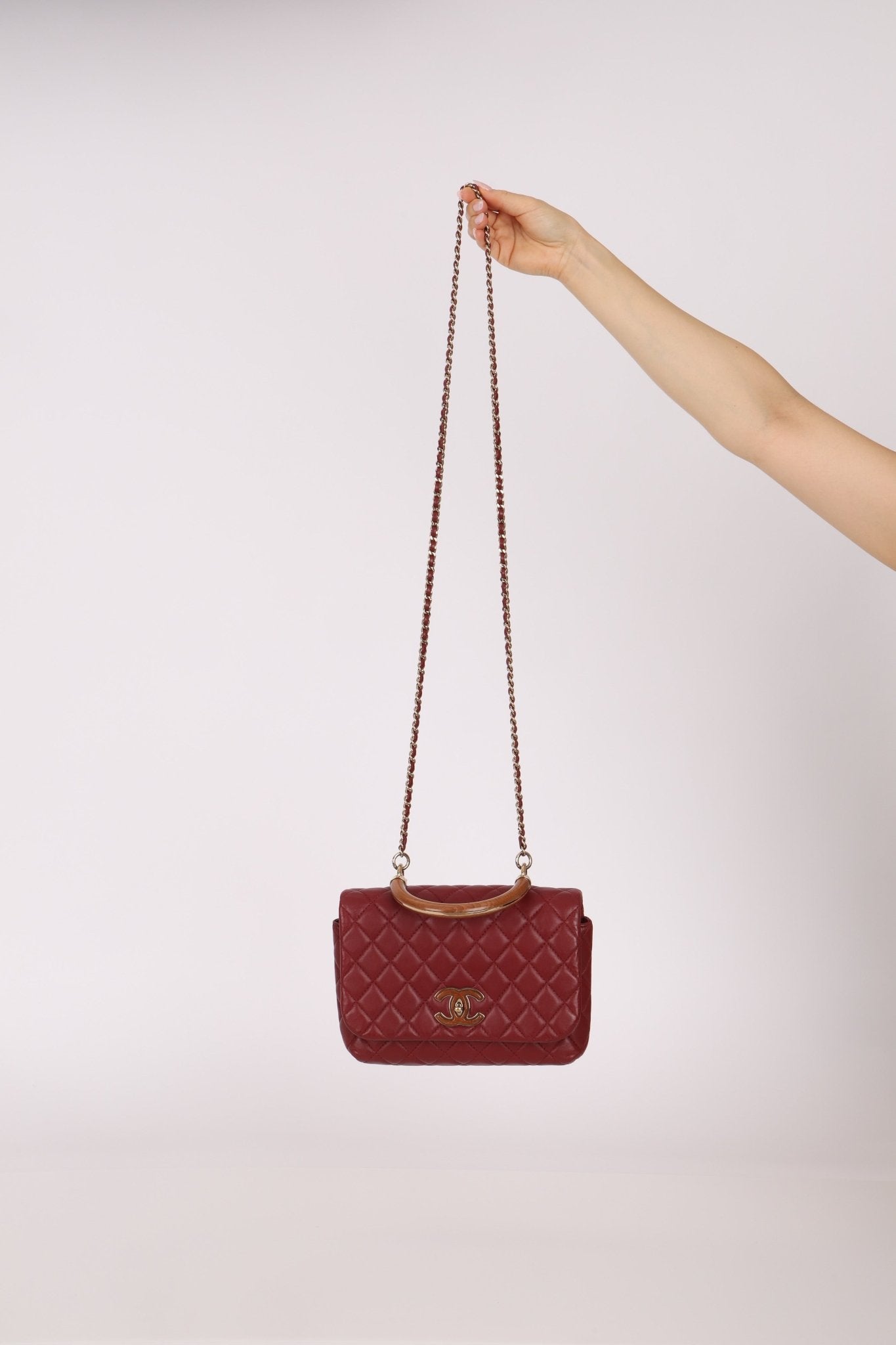 Chanel 2019 Bordeaux Knock On Wood Coco Handle Flap - FashioNica