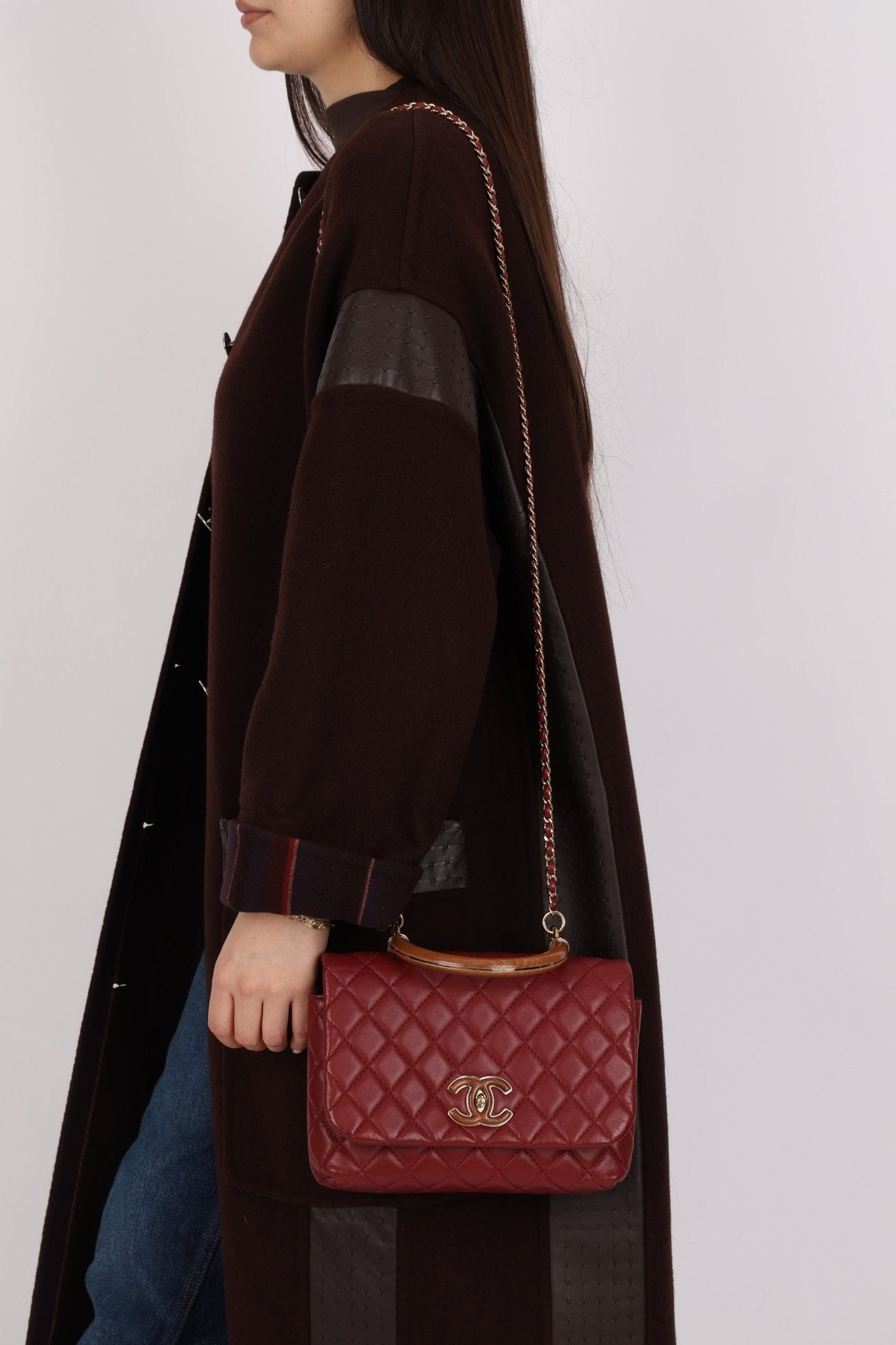 Chanel 2019 Bordeaux Knock On Wood Coco Handle Flap - FashioNica