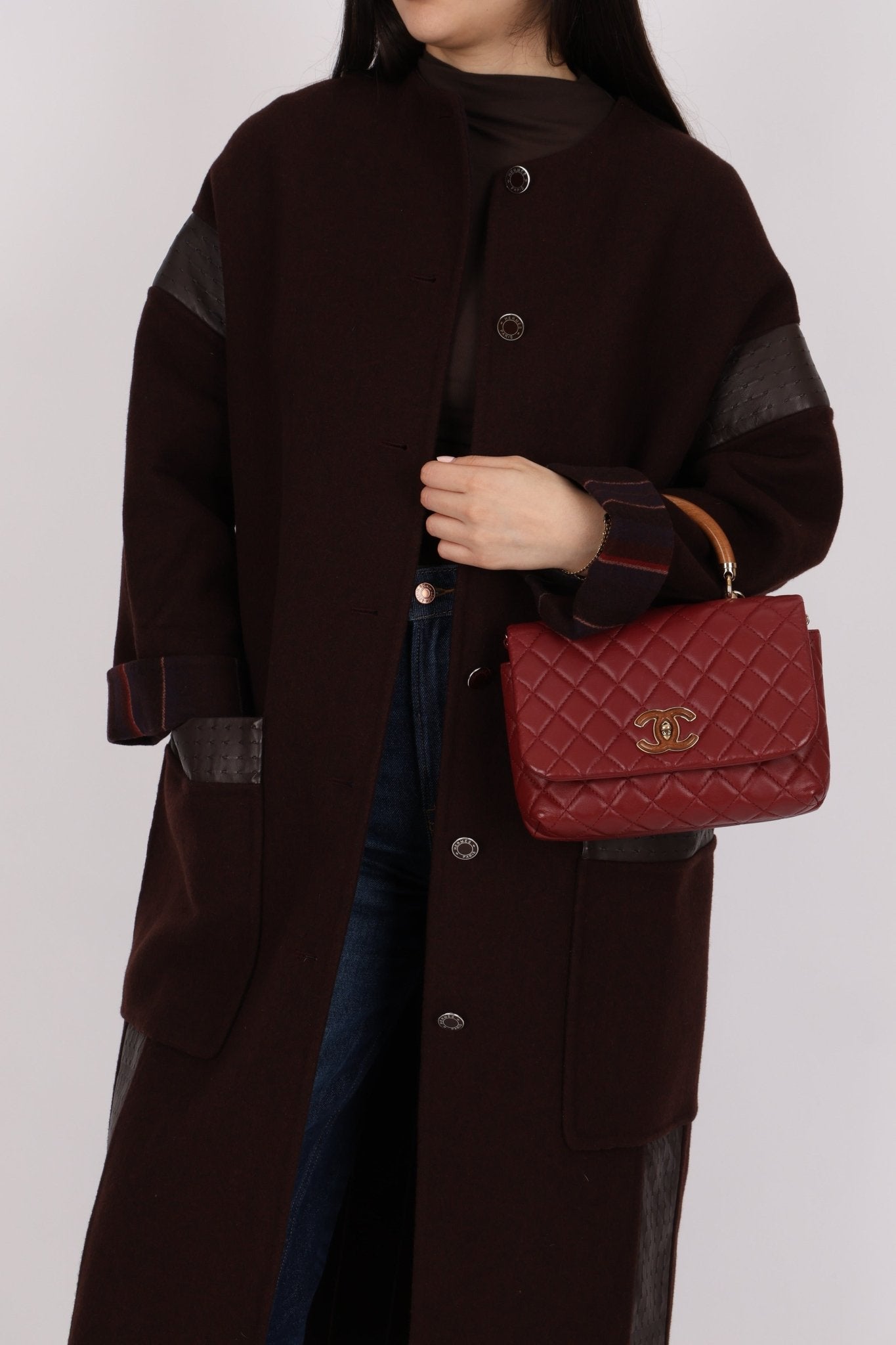 Chanel 2019 Bordeaux Knock On Wood Coco Handle Flap - FashioNica