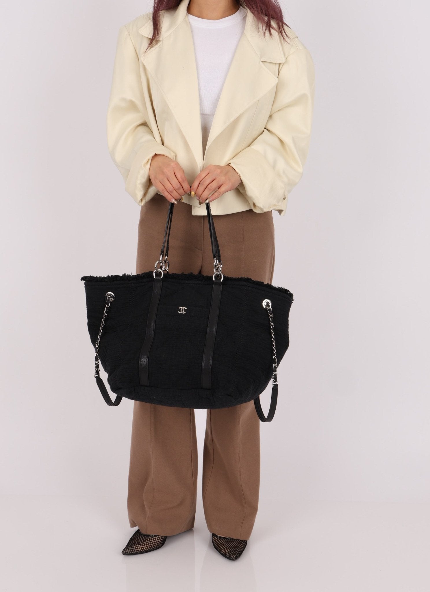 Chanel 2019 Canvas Double Face Deauville Small Shopping Tote Bag - FashioNica