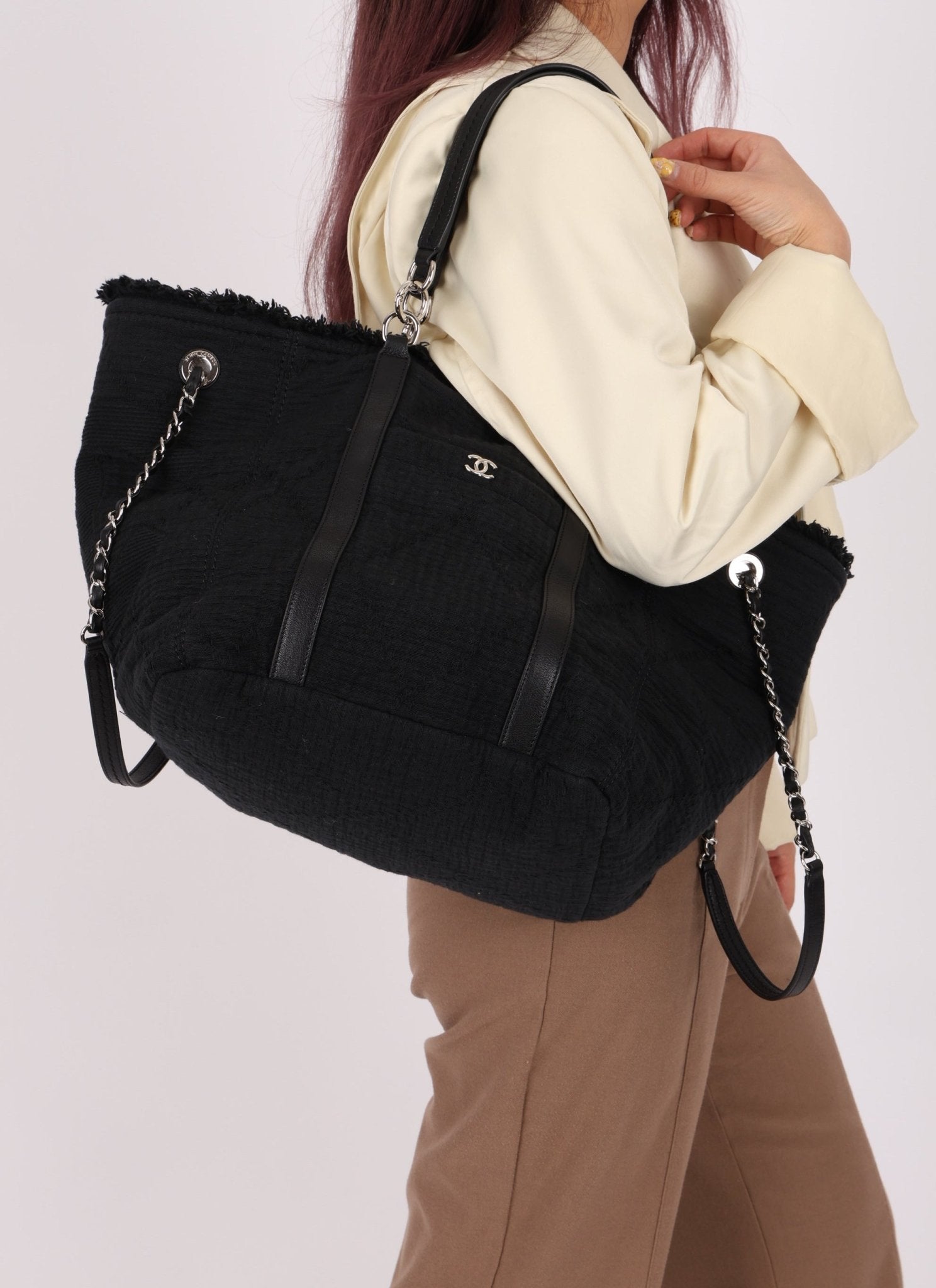 Chanel 2019 Canvas Double Face Deauville Small Shopping Tote Bag - FashioNica