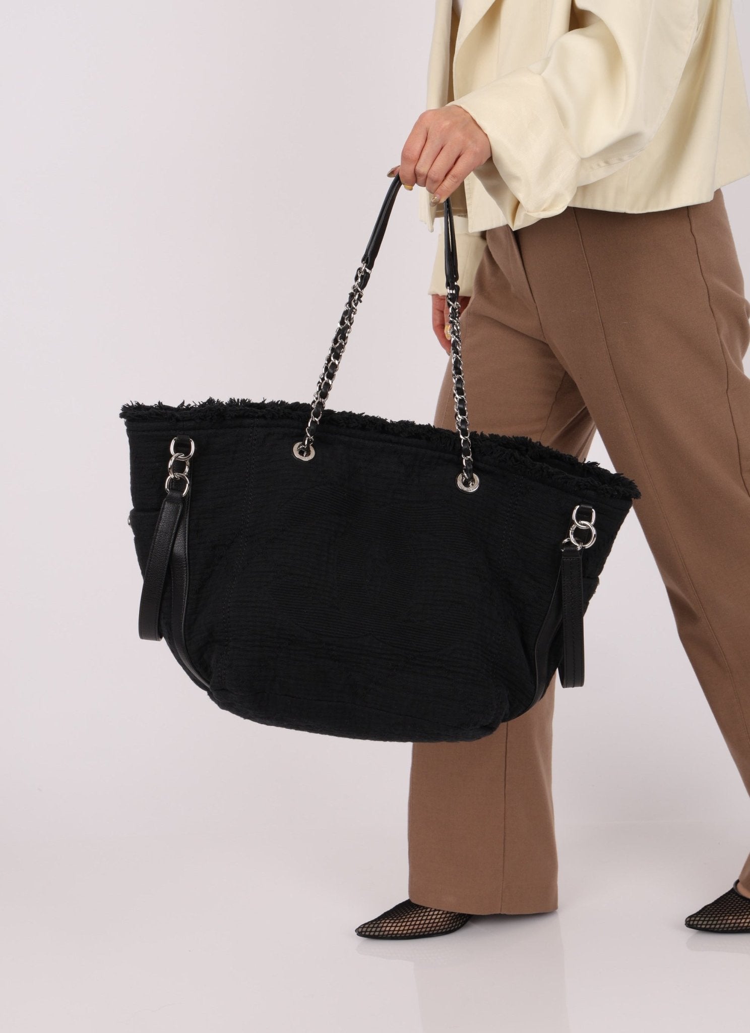 Chanel 2019 Canvas Double Face Deauville Small Shopping Tote Bag - FashioNica