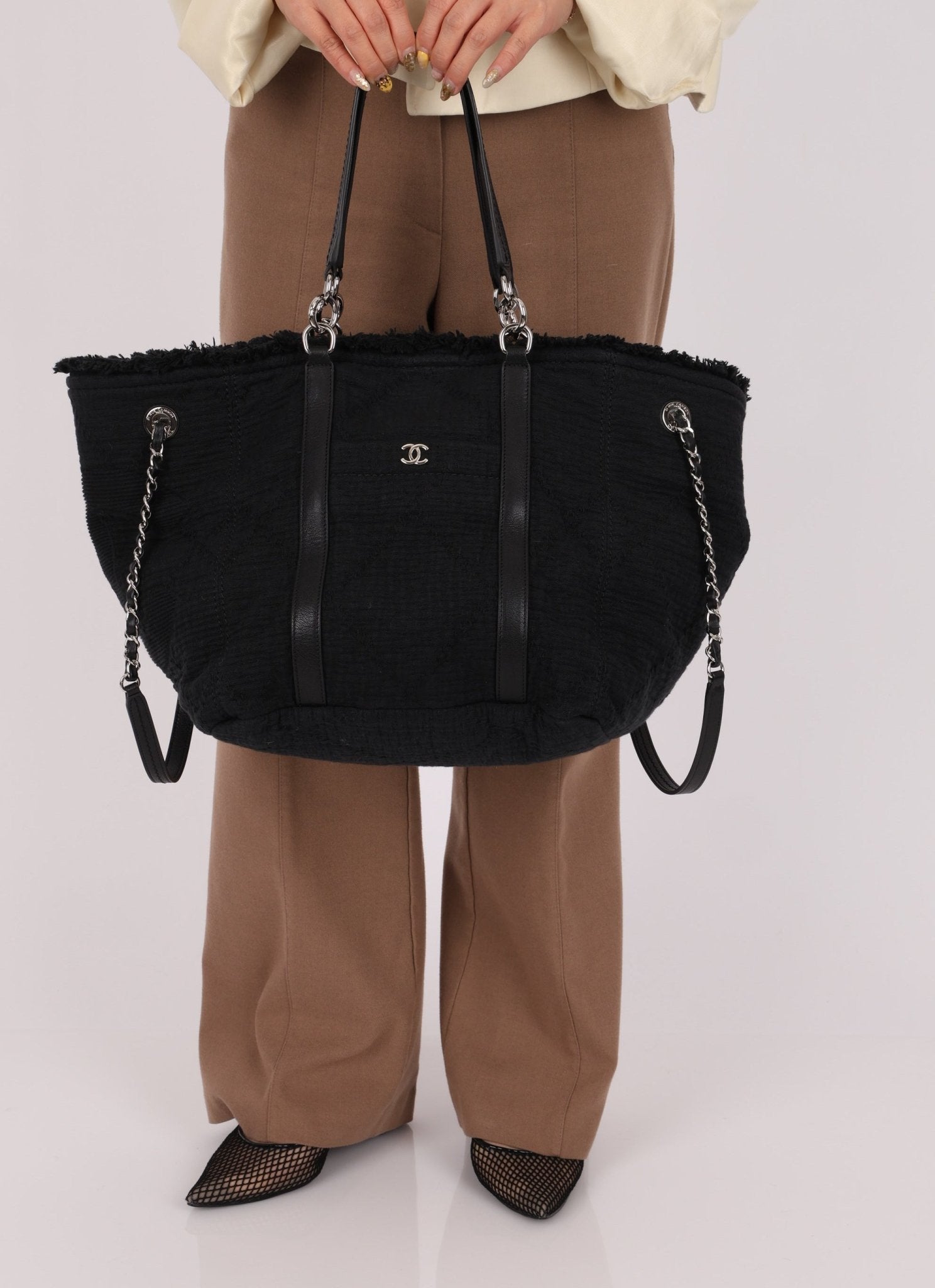 Chanel 2019 Canvas Double Face Deauville Small Shopping Tote Bag - FashioNica