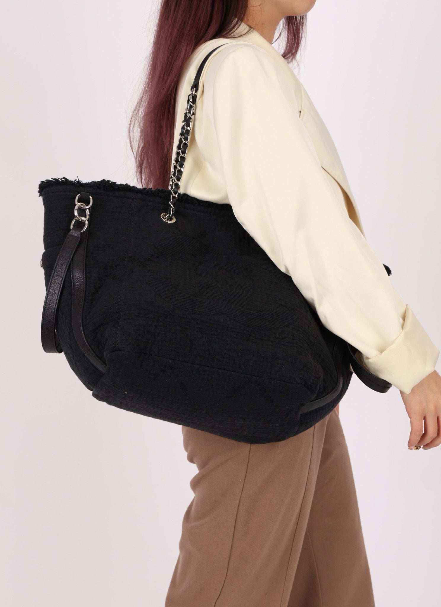 Chanel 2019 Canvas Double Face Deauville Small Shopping Tote Bag - FashioNica