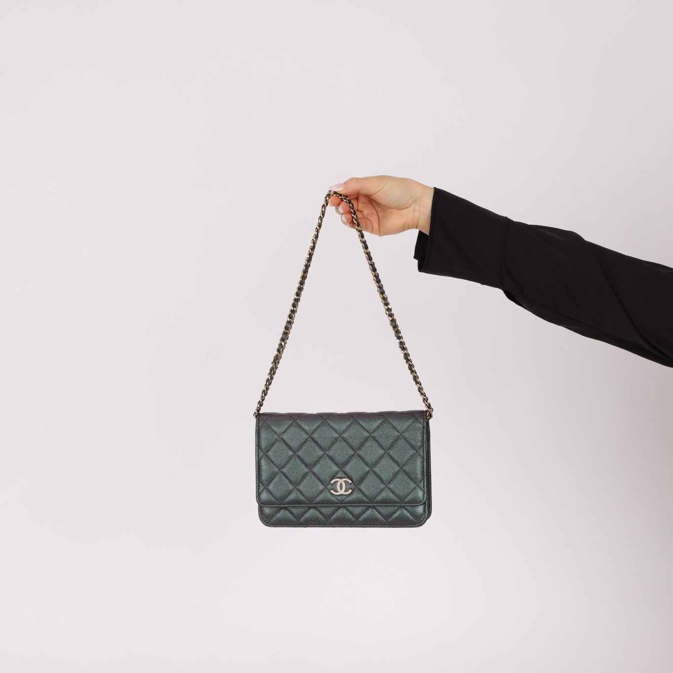 Chanel 2019 Caviar Iridescent Wallet on Chain GHW - FashioNica