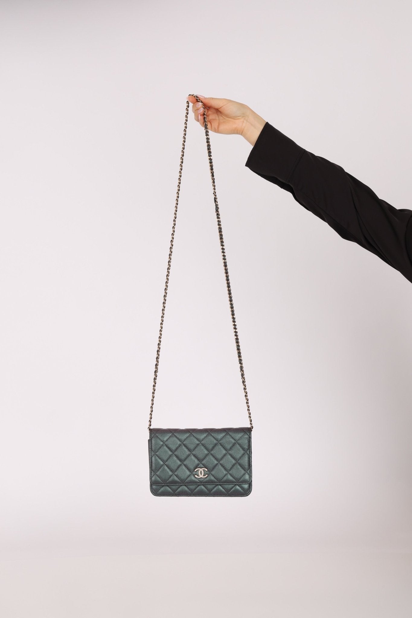 Chanel 2019 Caviar Iridescent Wallet on Chain GHW - FashioNica