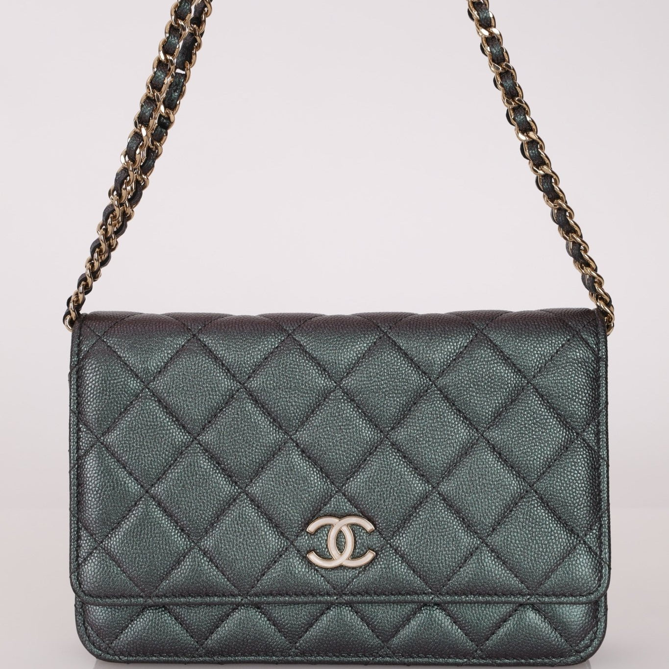 Chanel 2019 Caviar Iridescent Wallet on Chain GHW - FashioNica