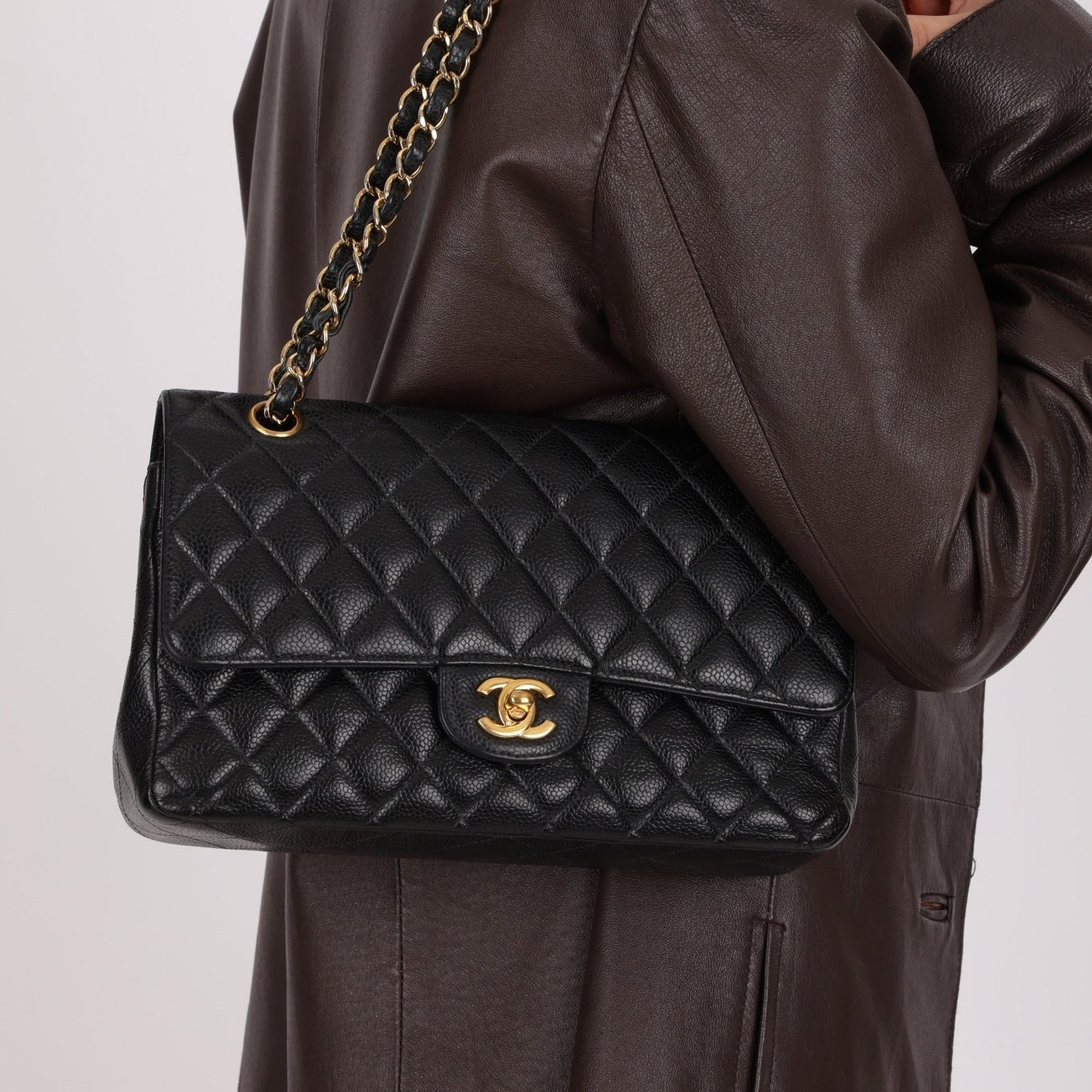Chanel 2019 Caviar Medium Classic Double Flap GHW - FashioNica