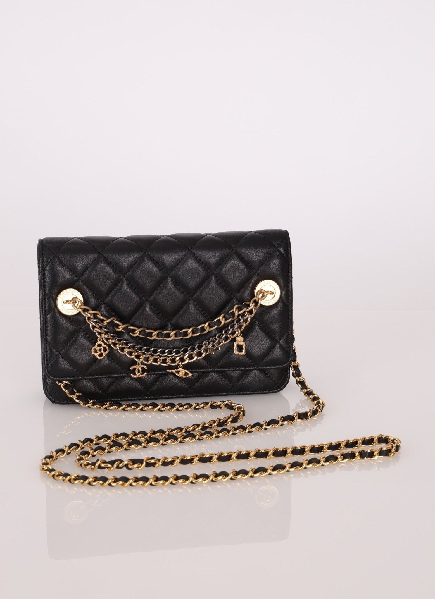 Chanel 2019 Egyptian Amulet Lambskin Charms Wallet on Chain - FashioNica