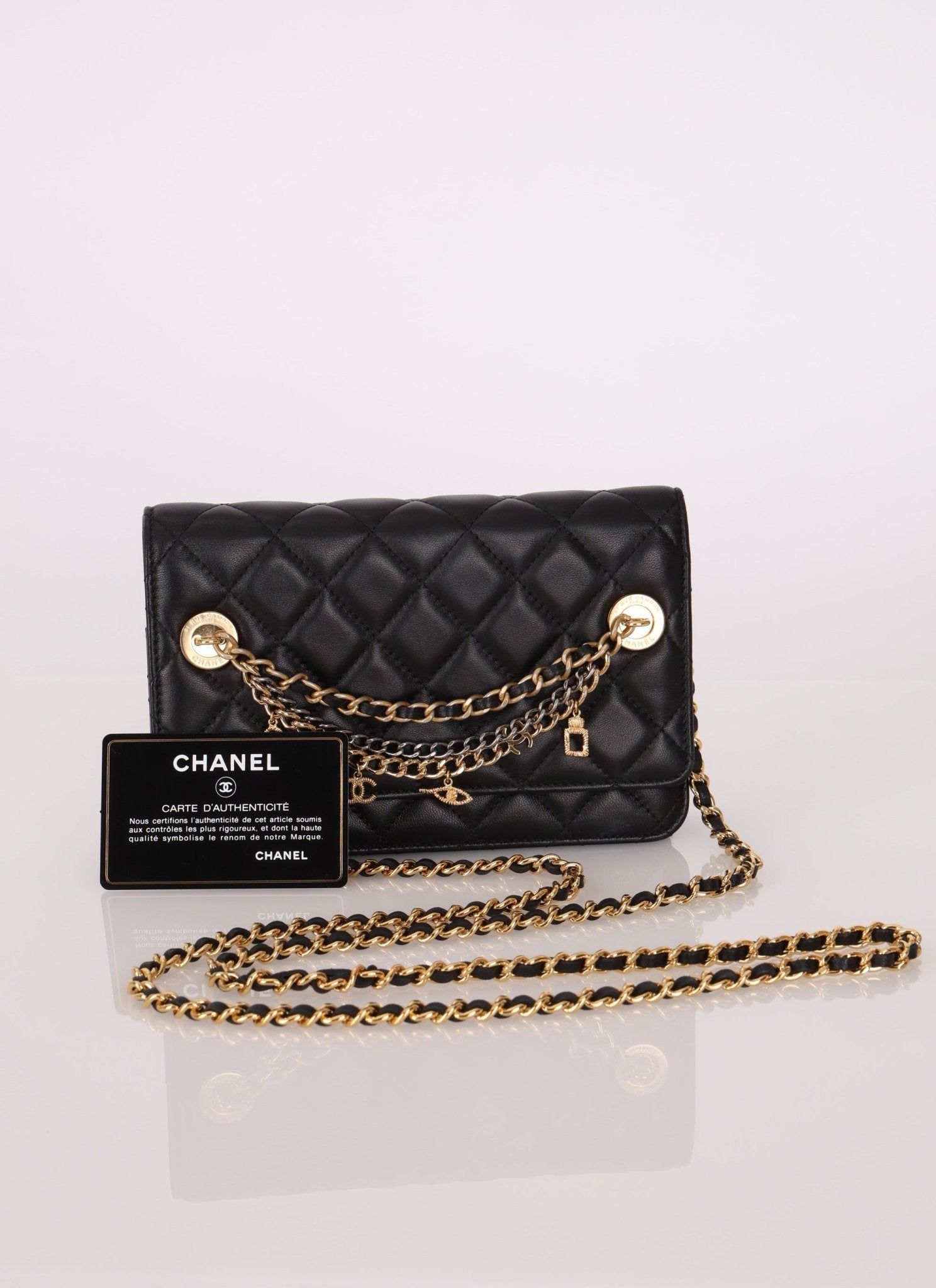 Chanel 2019 Egyptian Amulet Lambskin Charms Wallet on Chain - FashioNica