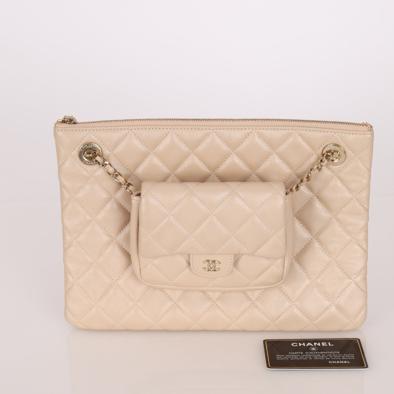 Chanel 2019 Iridescent Calfskin Quilted O - Case with Flap Pouch - FashioNica
