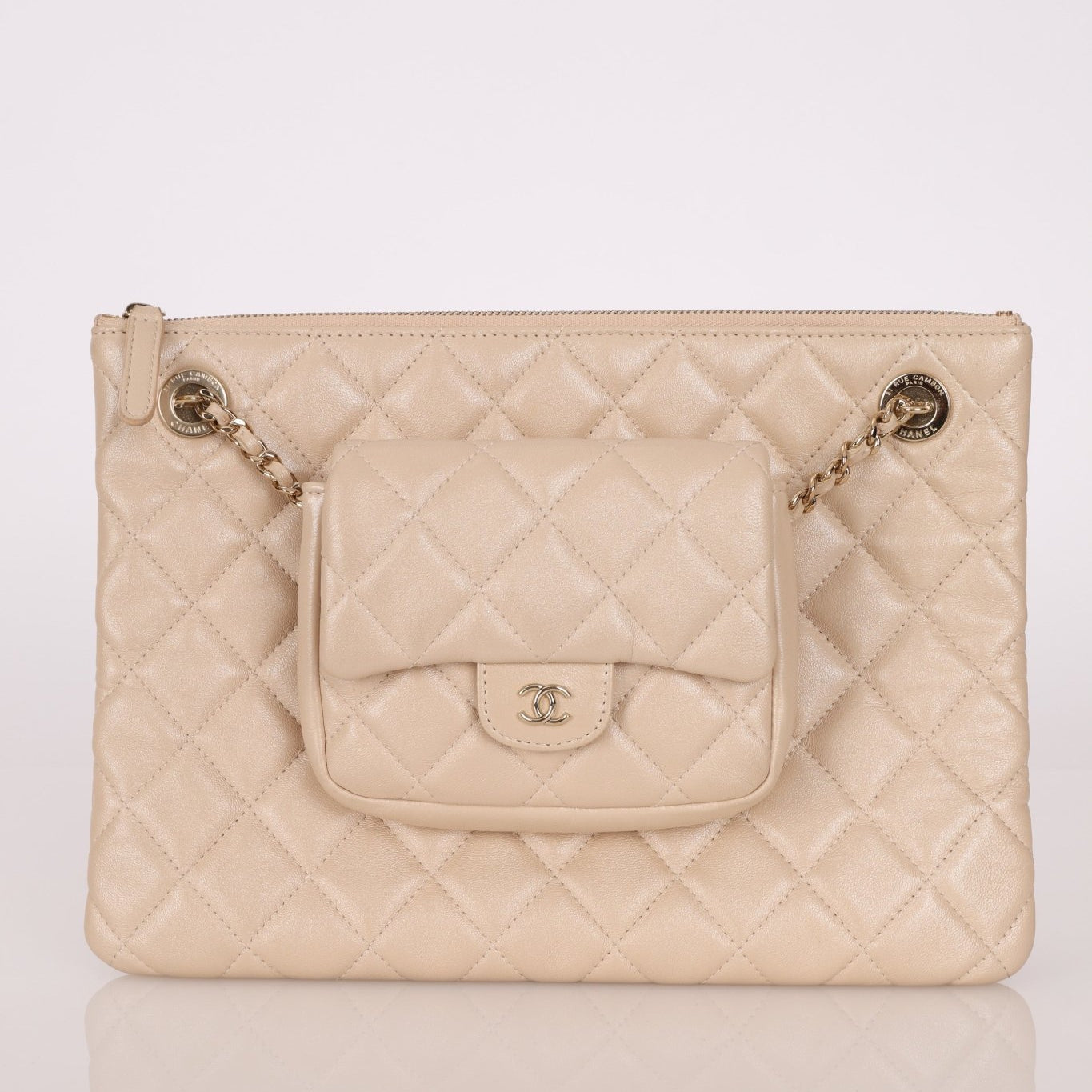 Chanel 2019 Iridescent Calfskin Quilted O - Case with Flap Pouch - FashioNica