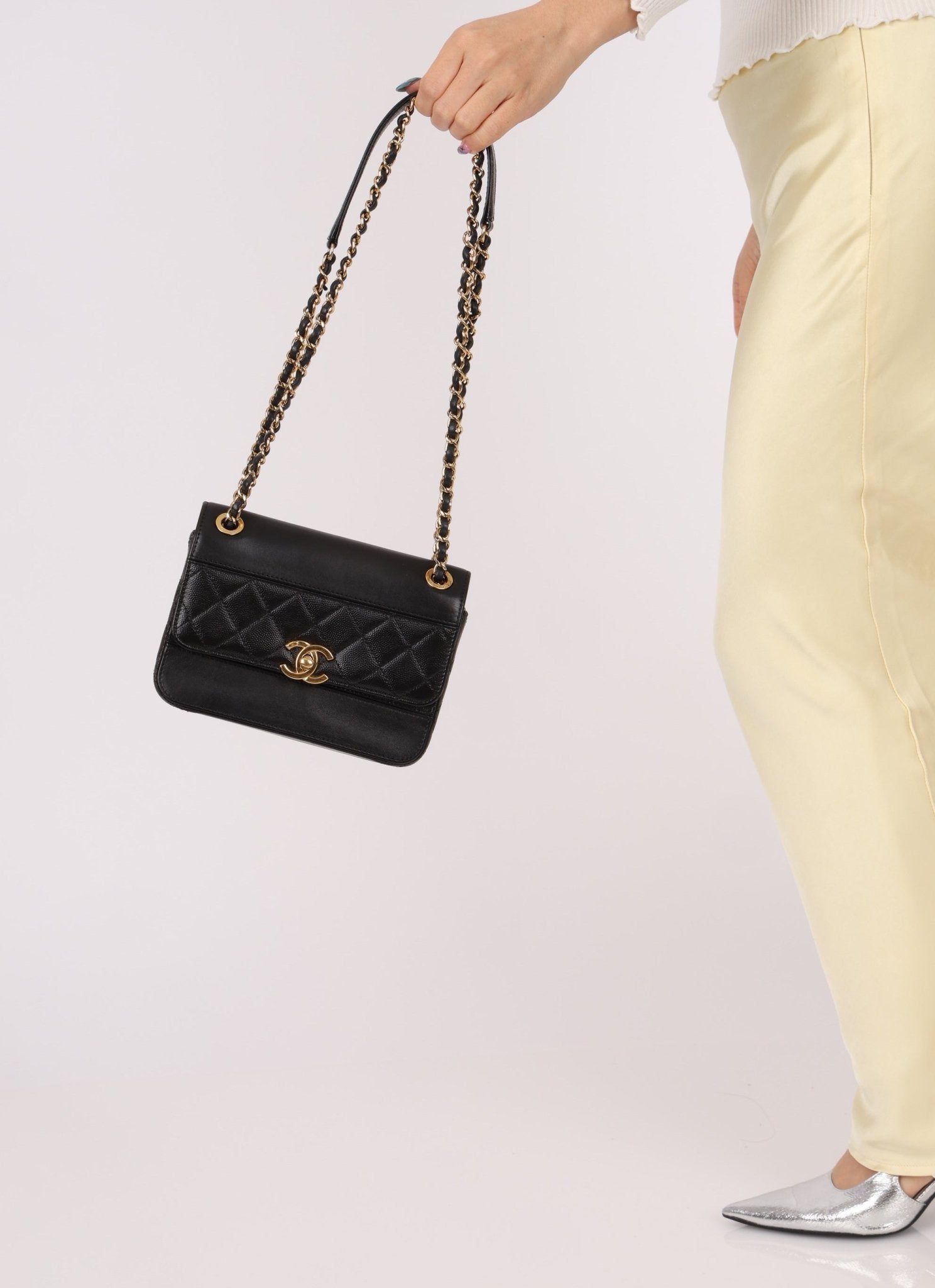 Chanel 2019 Lambskin and Caviar Square Flap - FashioNica