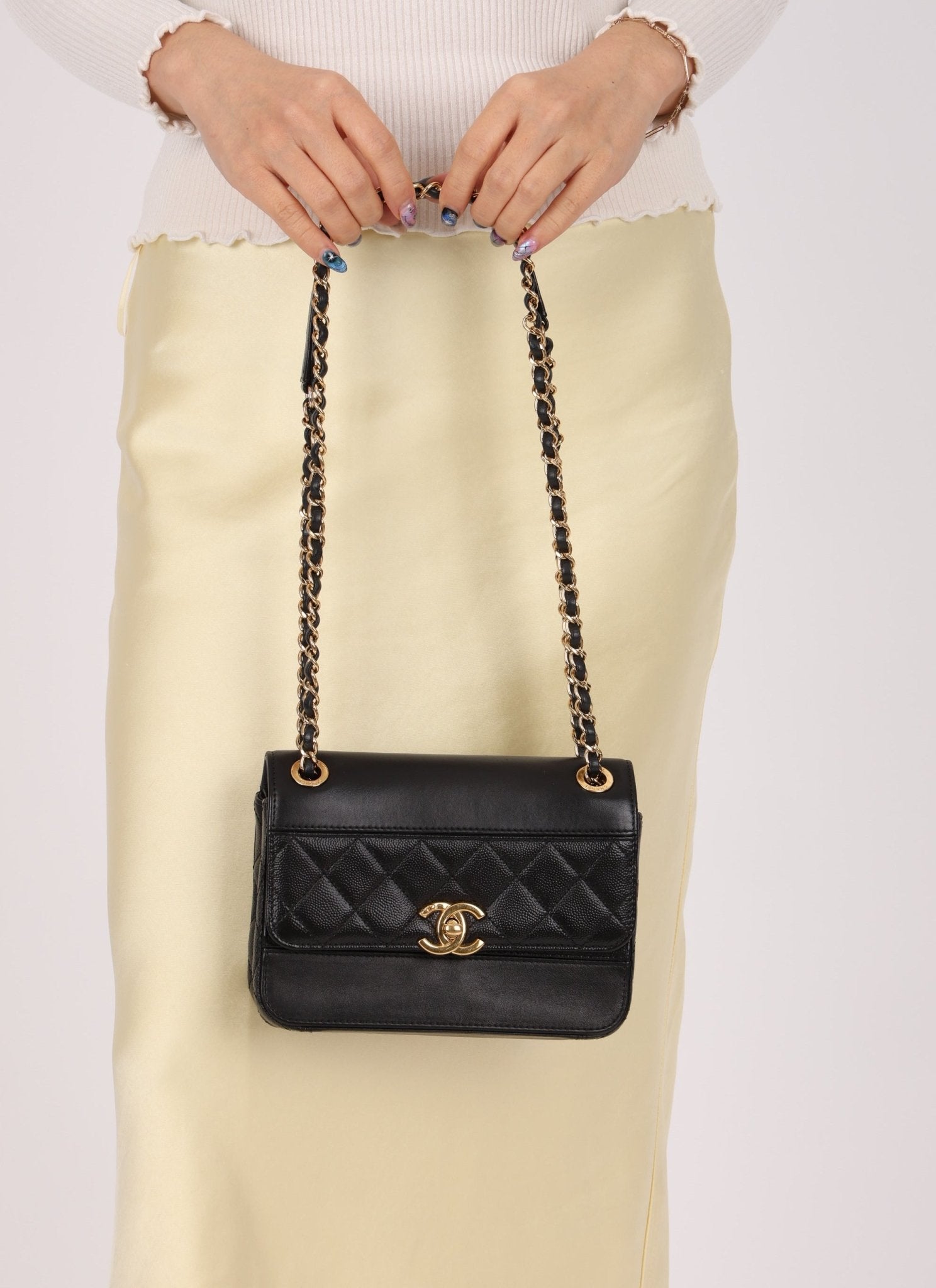 Chanel 2019 Lambskin and Caviar Square Flap - FashioNica