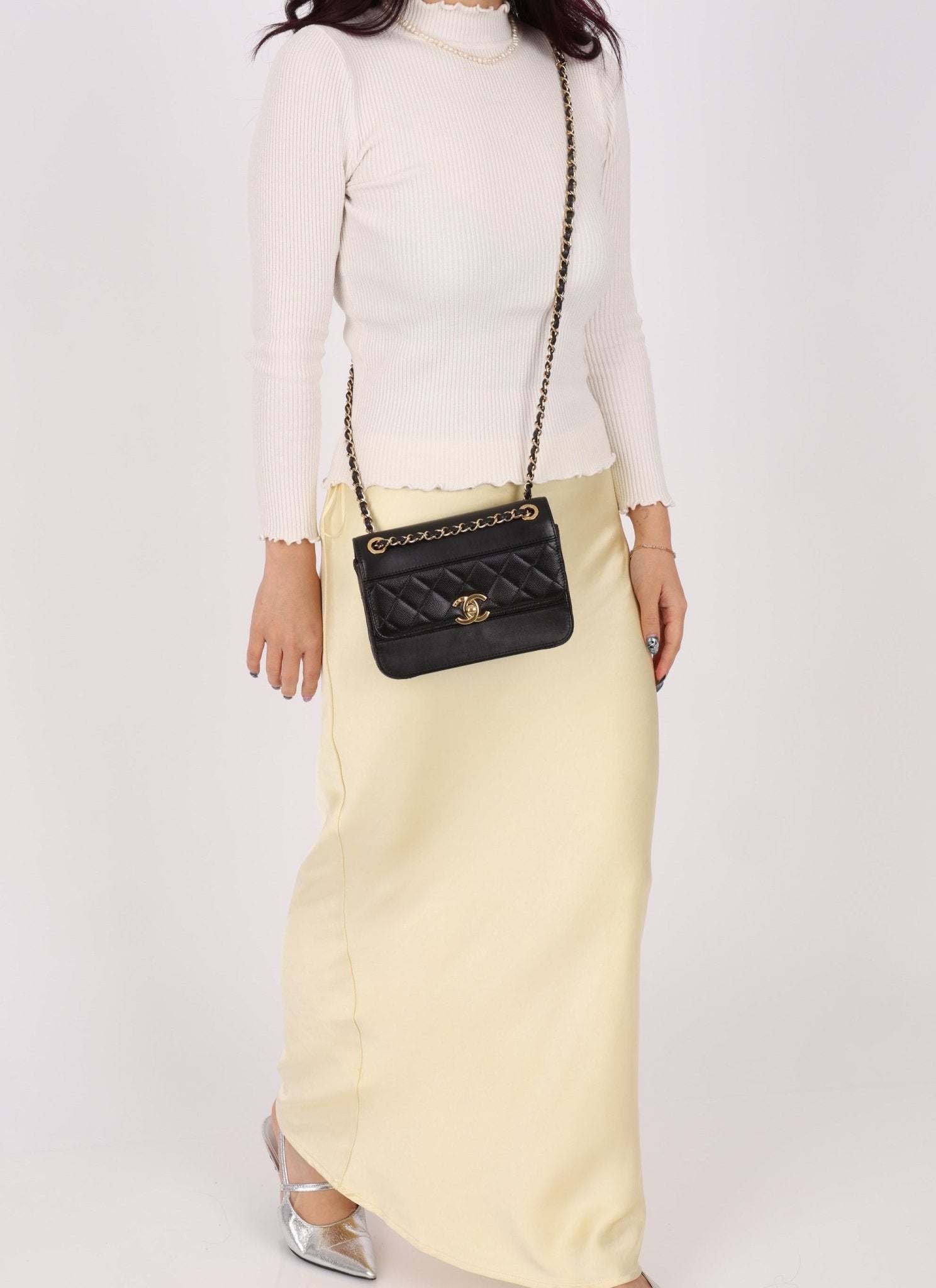 Chanel 2019 Lambskin and Caviar Square Flap - FashioNica