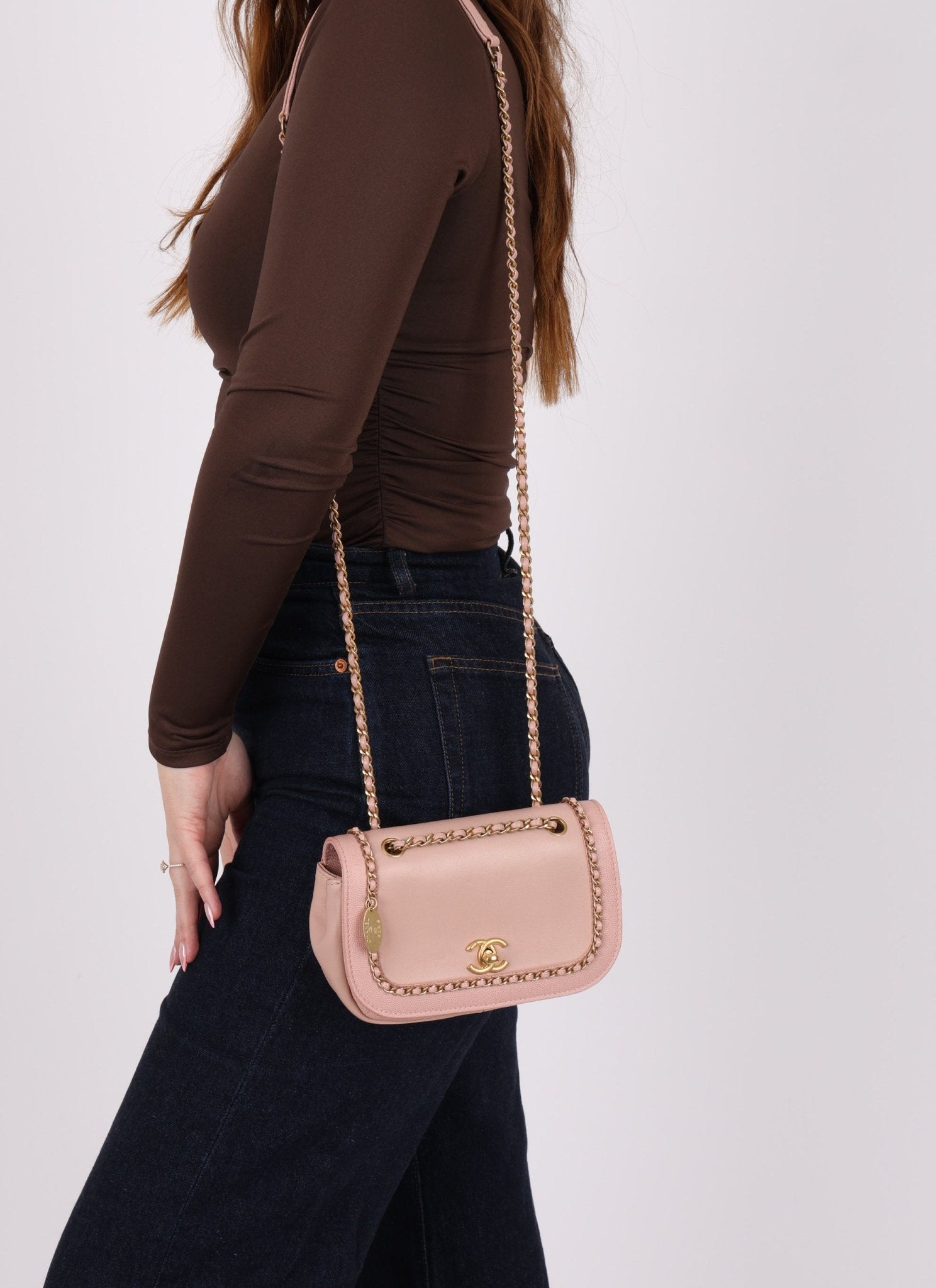 Chanel 2019 Lambskin & Caviar Pink Charm Flap Bag - FashioNica