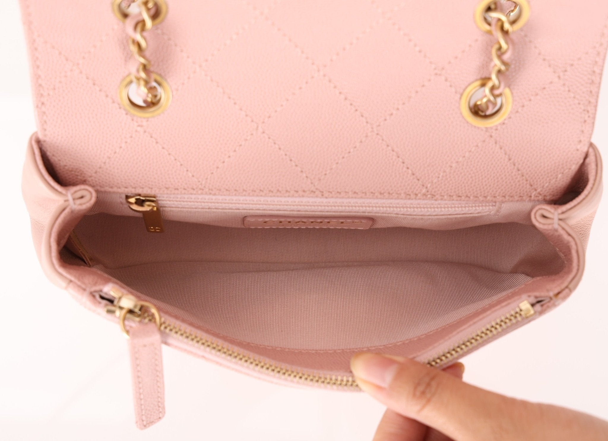 Chanel 2019 Lambskin & Caviar Pink Charm Flap Bag - FashioNica