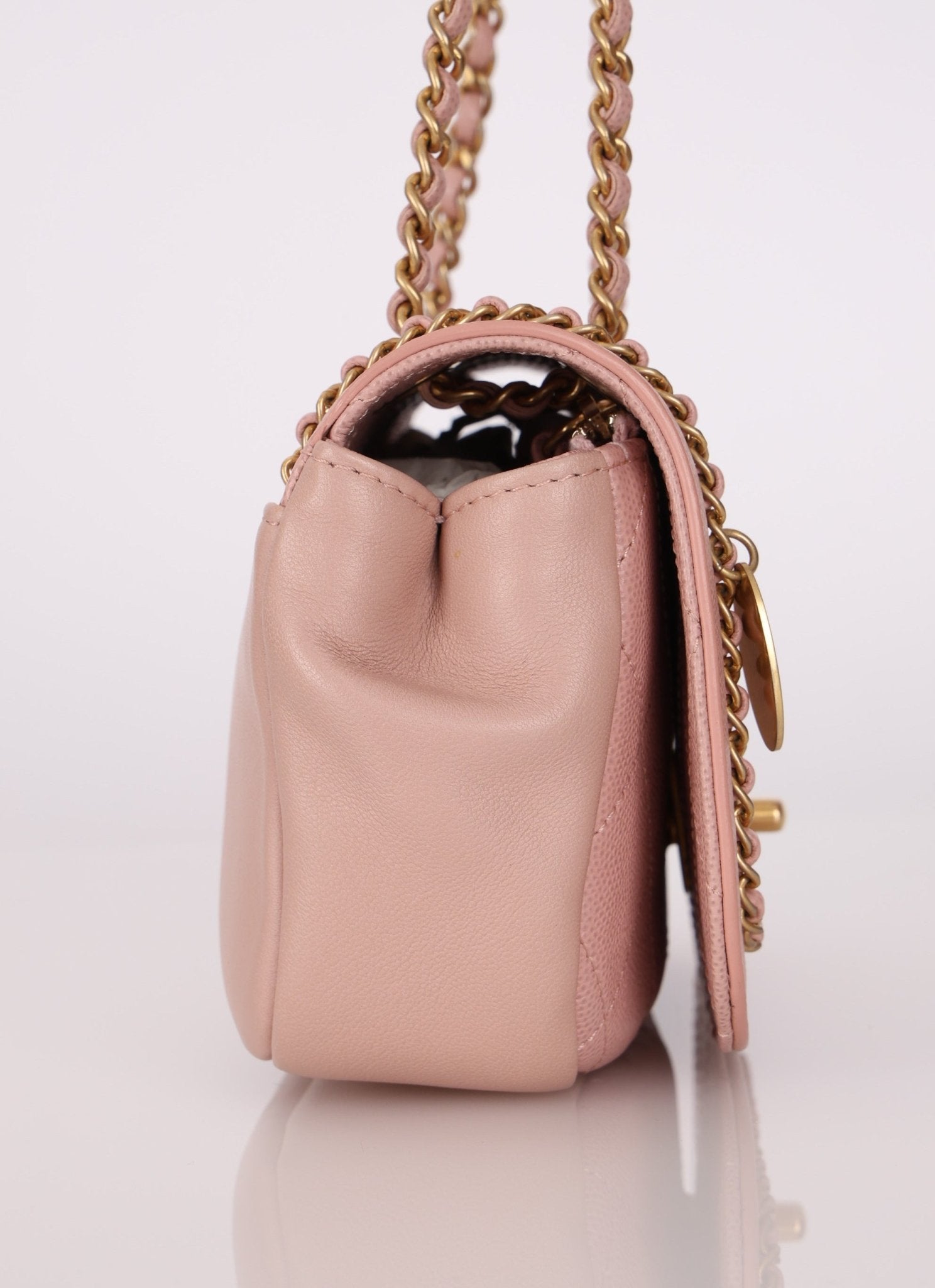 Chanel 2019 Lambskin & Caviar Pink Charm Flap Bag - FashioNica