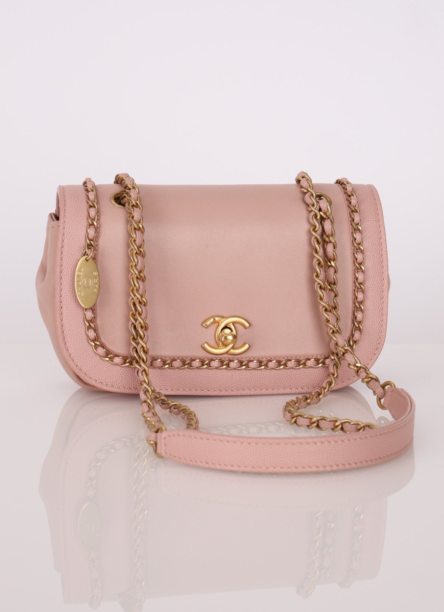 Chanel 2019 Lambskin & Caviar Pink Charm Flap Bag - FashioNica