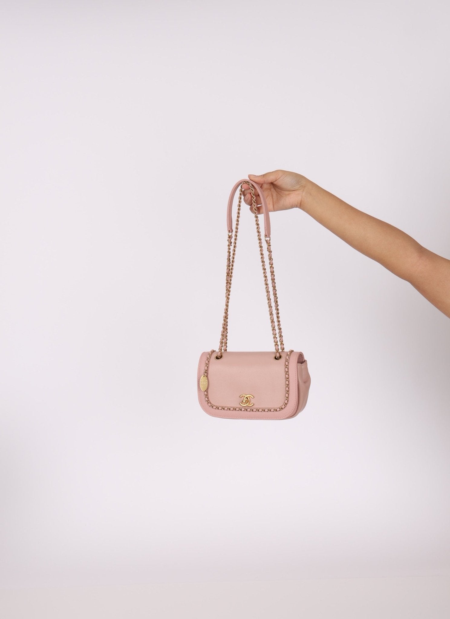 Chanel 2019 Lambskin & Caviar Pink Charm Flap Bag - FashioNica