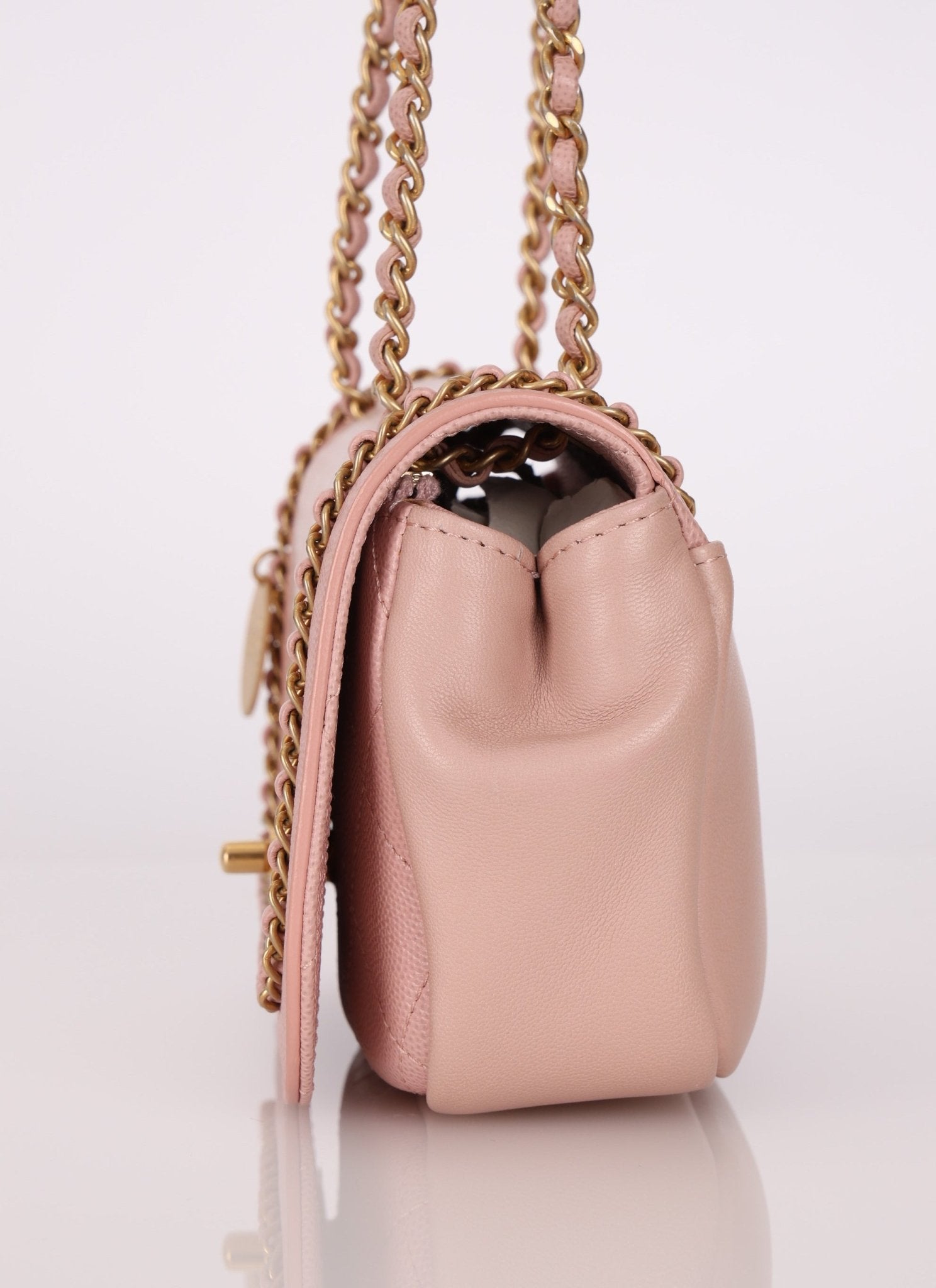 Chanel 2019 Lambskin & Caviar Pink Charm Flap Bag - FashioNica