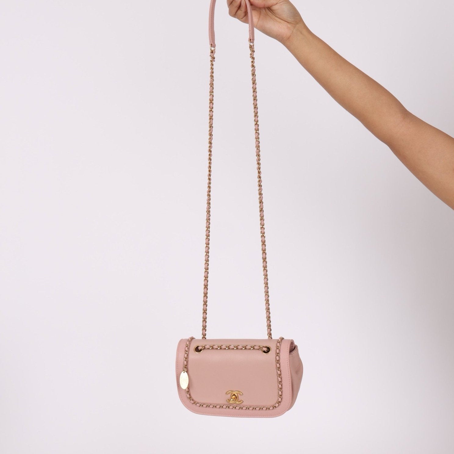 Chanel 2019 Lambskin & Caviar Pink Charm Flap Bag - FashioNica