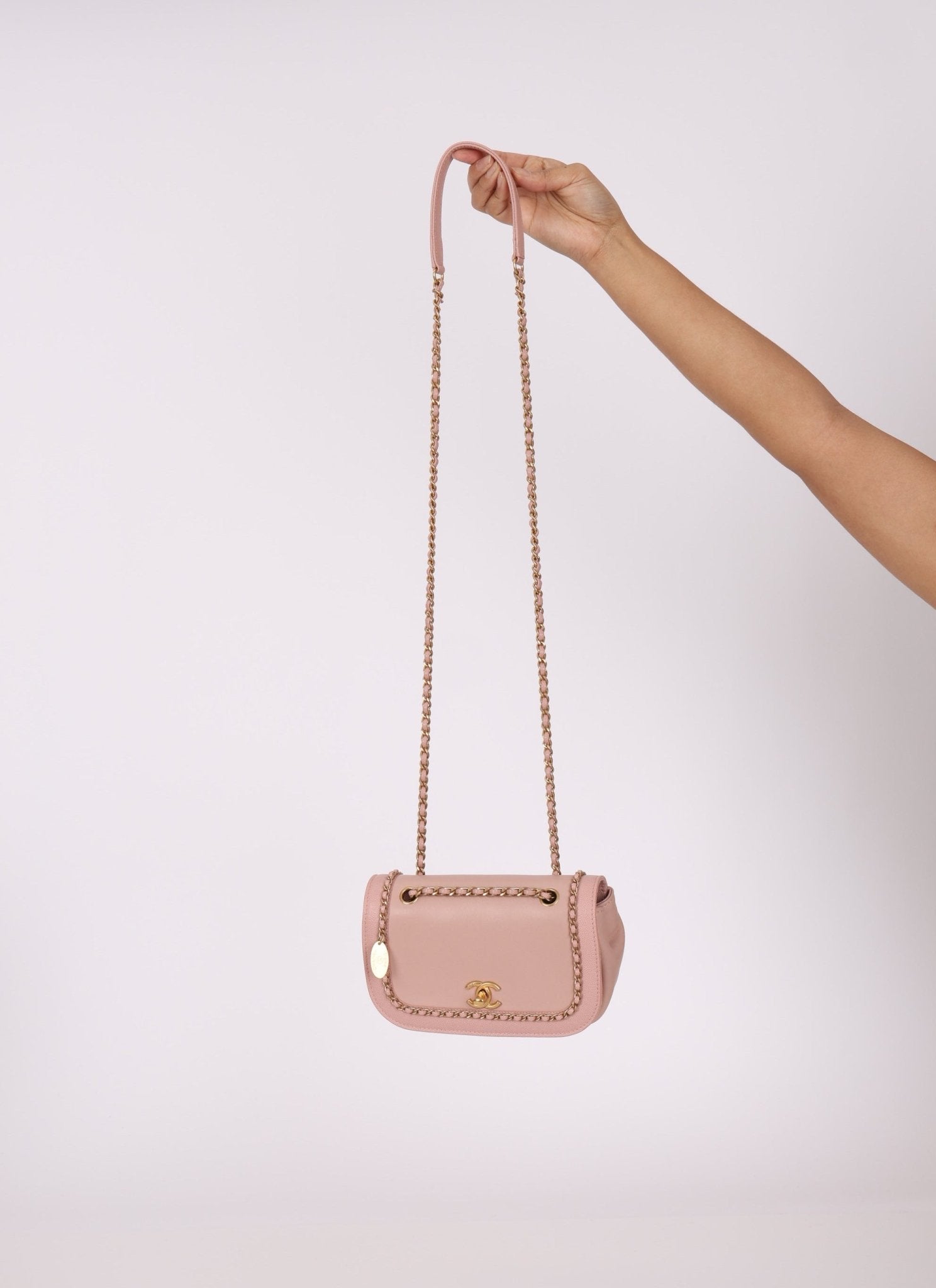 Chanel 2019 Lambskin & Caviar Pink Charm Flap Bag - FashioNica