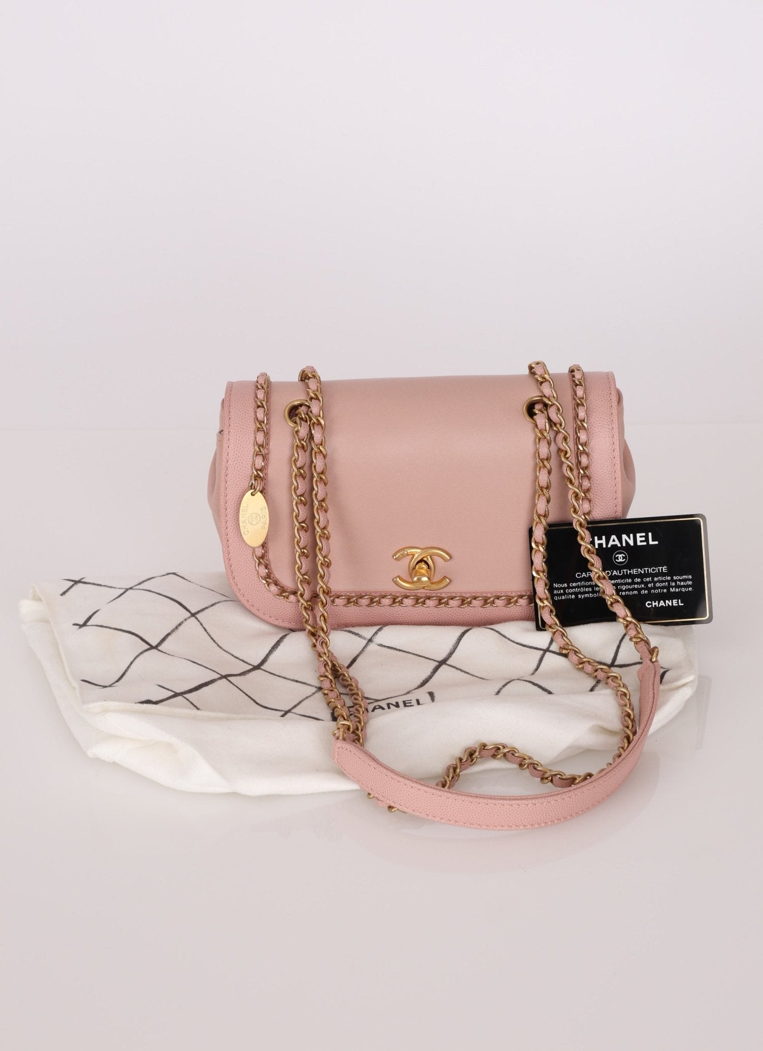 Chanel 2019 Lambskin & Caviar Pink Charm Flap Bag - FashioNica