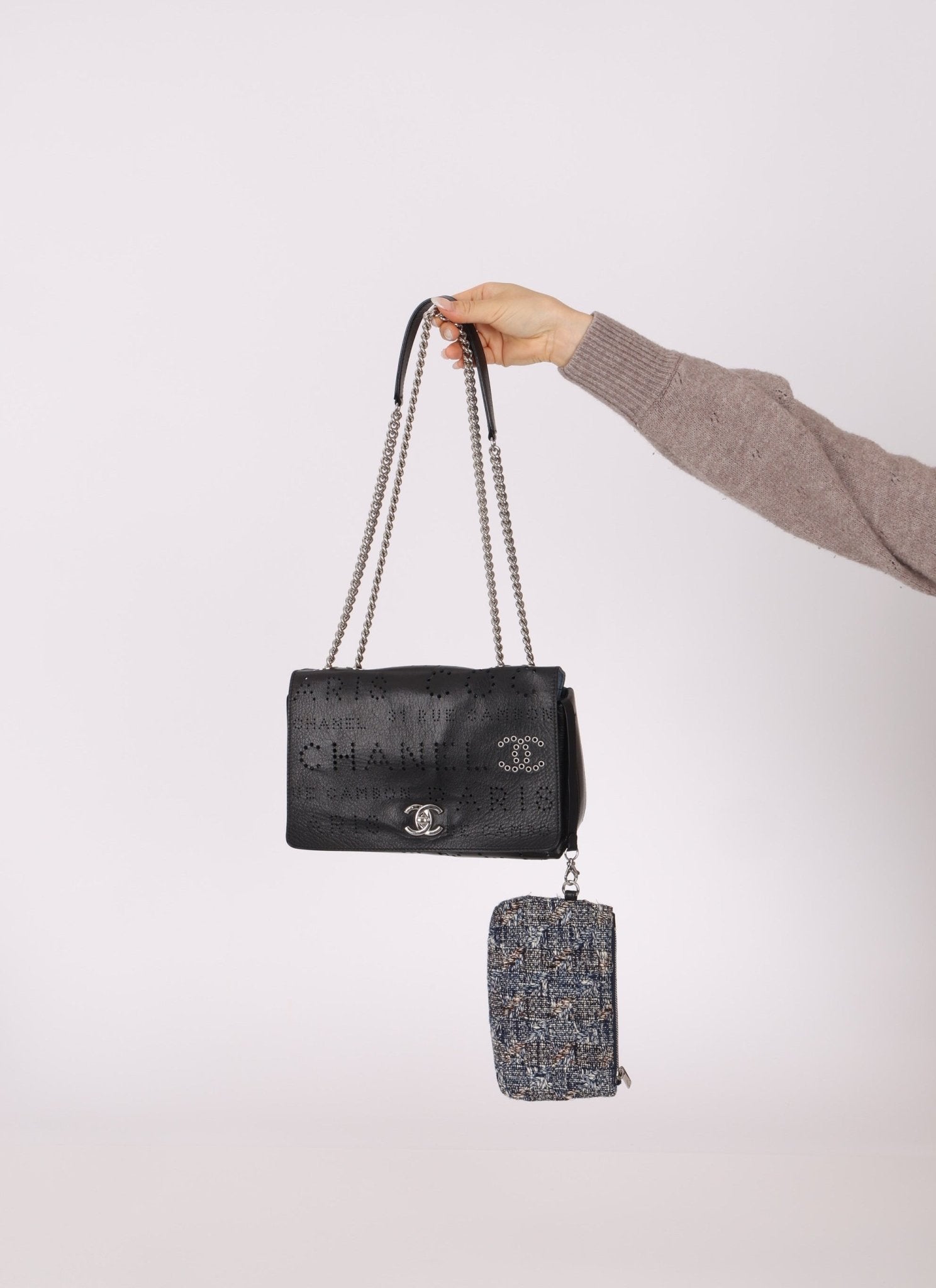 Chanel 2019 Logo Flap Bag with Chanel Tweed Pouch - FashioNica