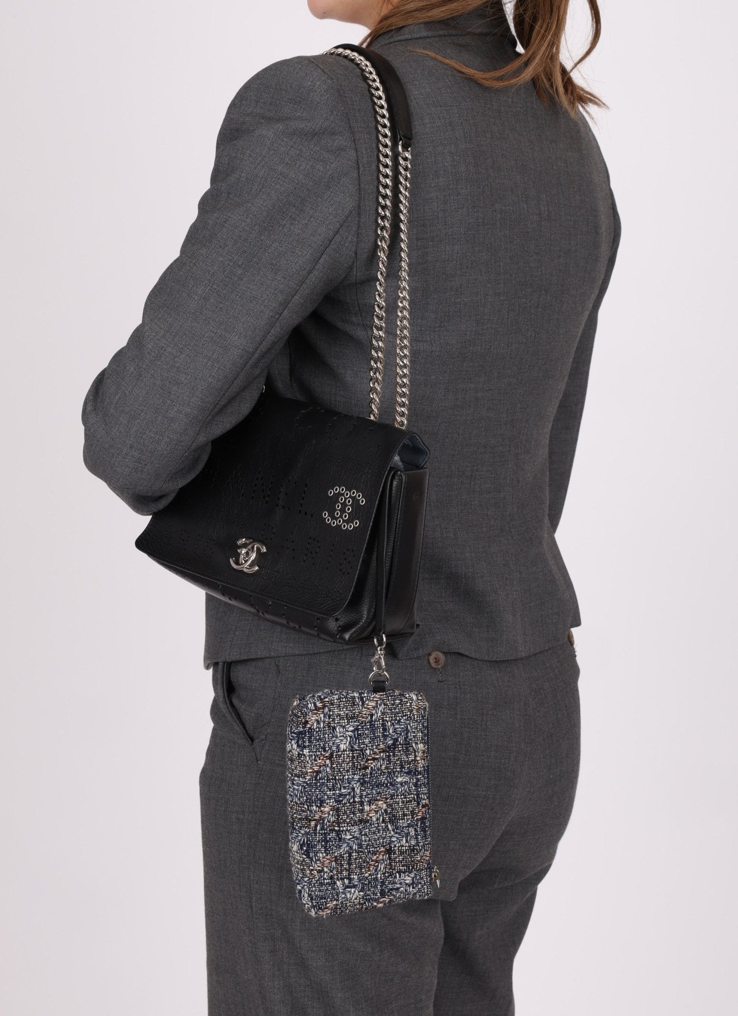 Chanel 2019 Logo Flap Bag with Chanel Tweed Pouch - FashioNica