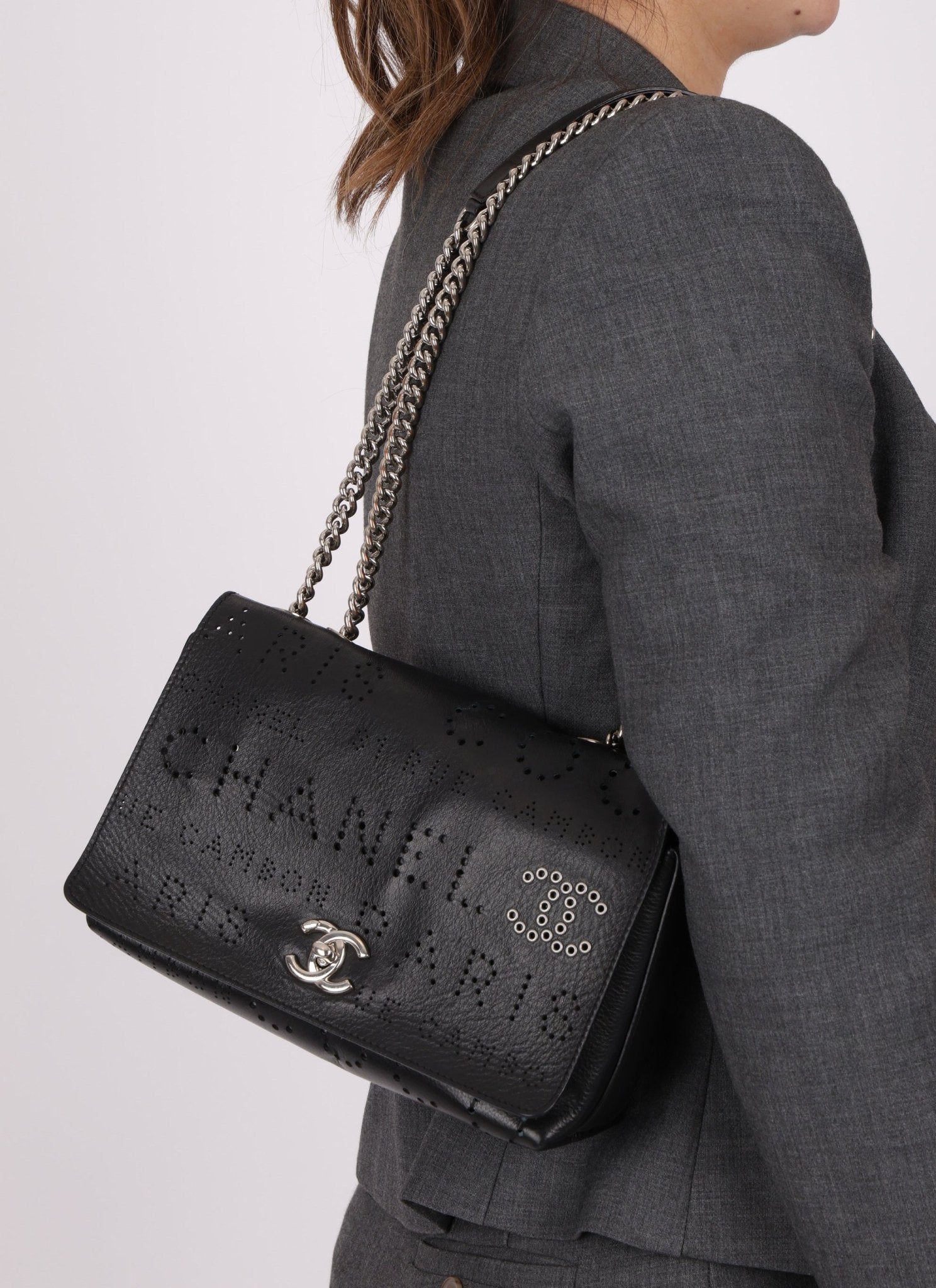 Chanel 2019 Logo Flap Bag with Chanel Tweed Pouch - FashioNica