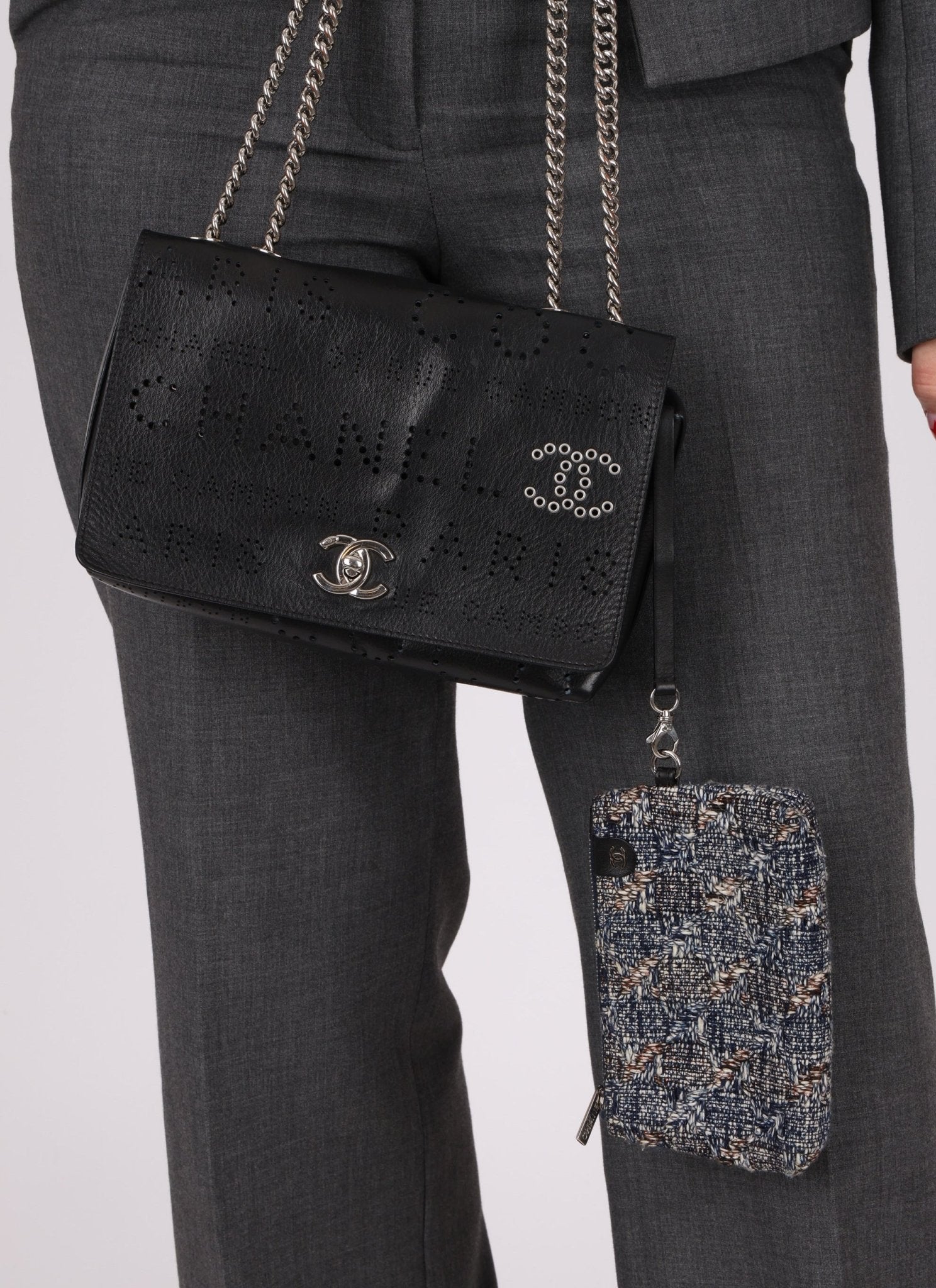 Chanel 2019 Logo Flap Bag with Chanel Tweed Pouch - FashioNica