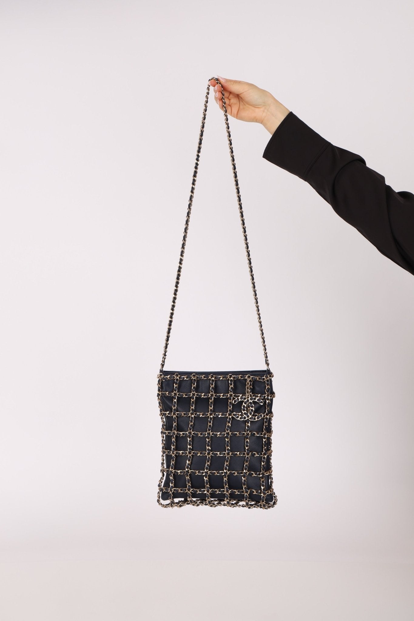 Chanel 2019 Navy Lambskin Shopping Chain Tote - FashioNica