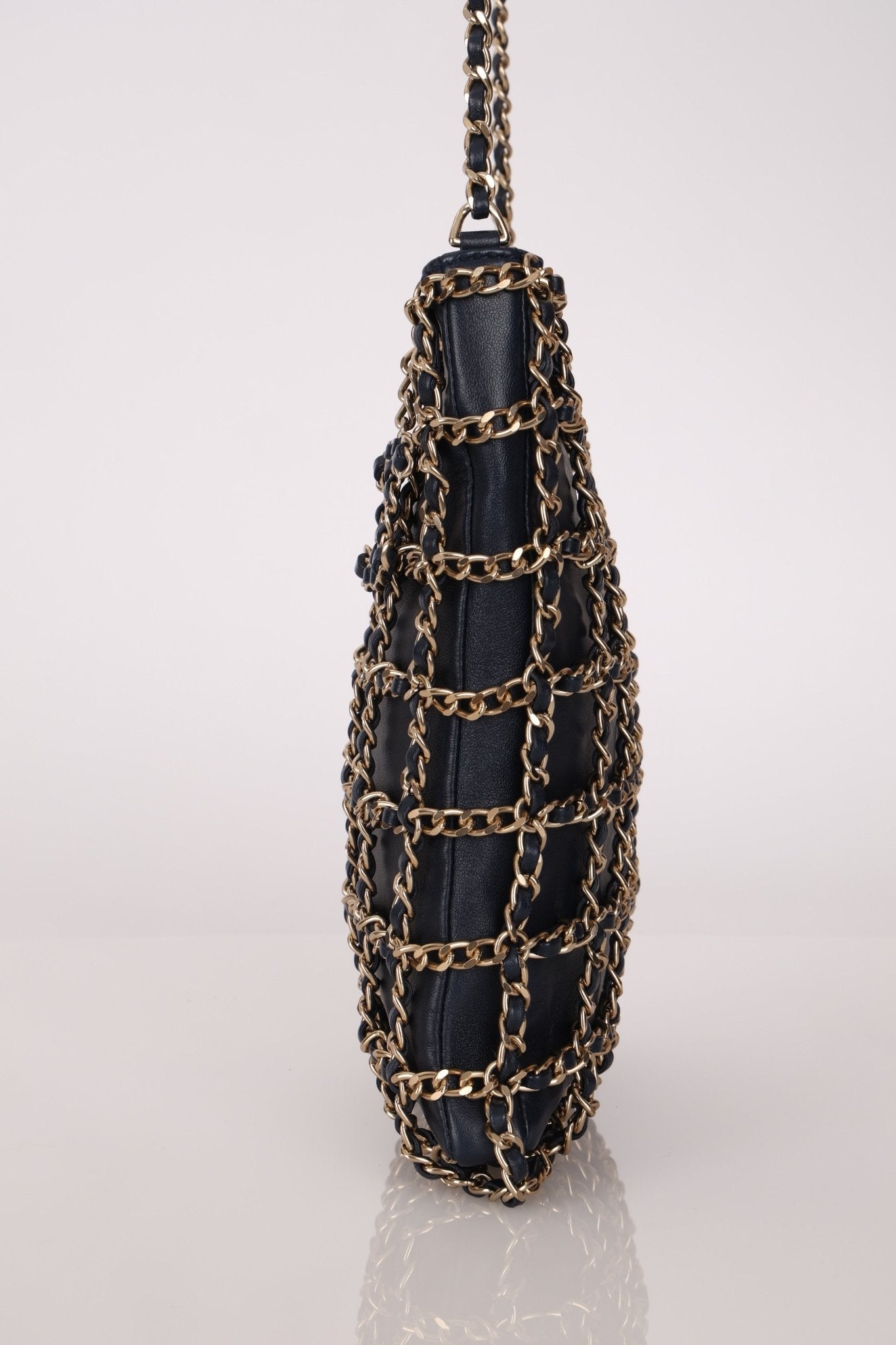 Chanel 2019 Navy Lambskin Shopping Chain Tote - FashioNica